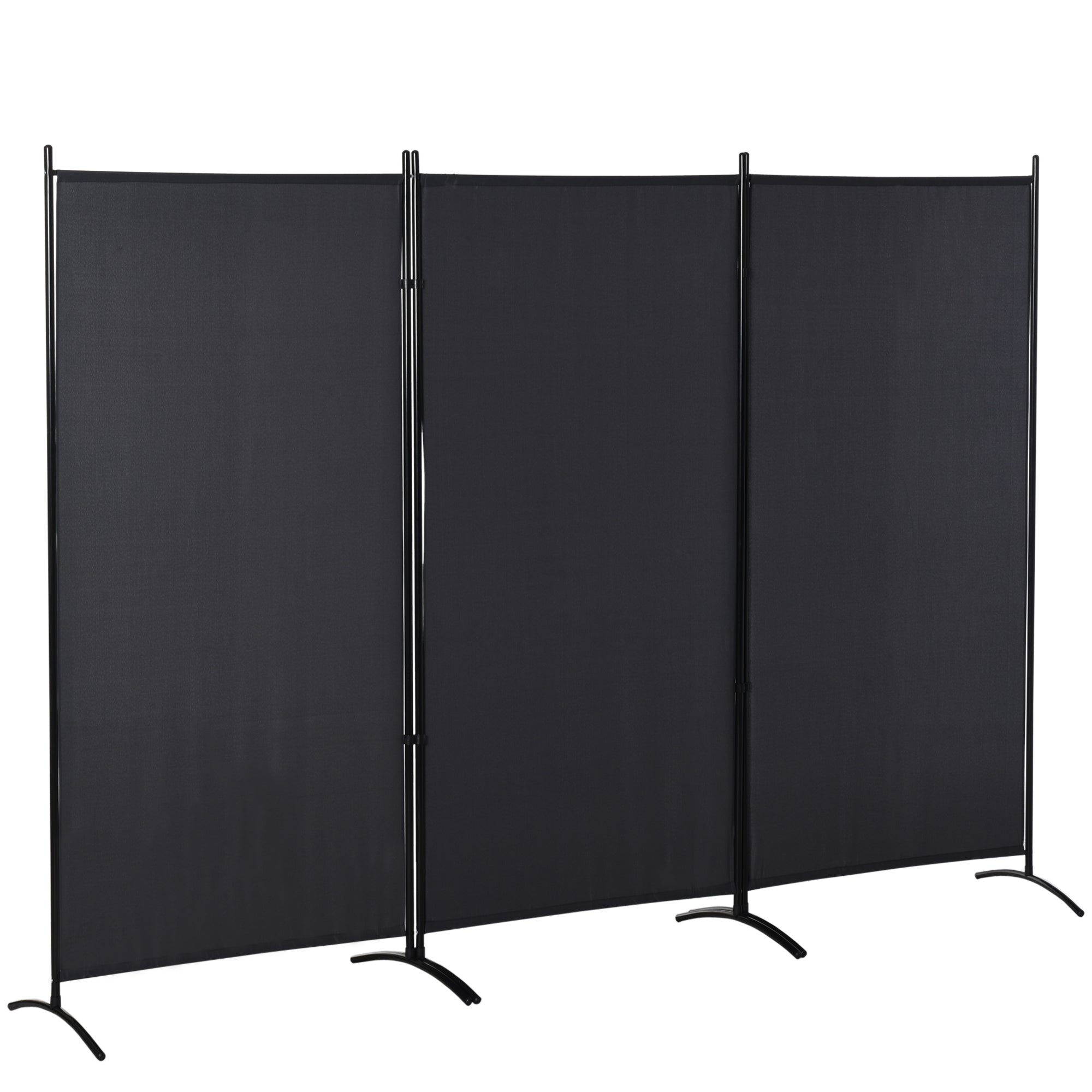 Aosom 6' 3-Panel Room Divider - Charcoal Grey Folding Privacy Screen-Home Furnishings > Living Room Furniture > Room Dividers-DECOROLALA