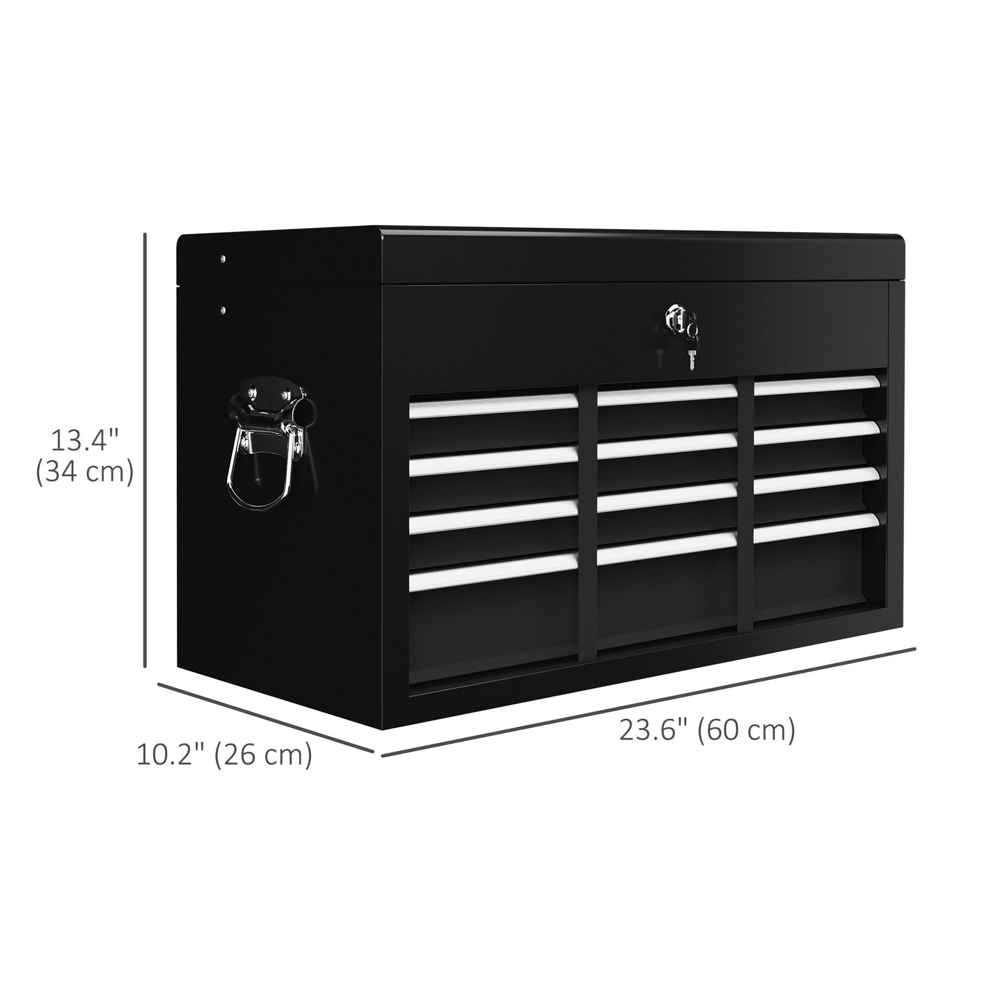 Aosom 6-Drawer Metal Tool Chest - 24" Portable Steel Box Black-Home Improvement > Tools > Tool Organizers-DECOROLALA