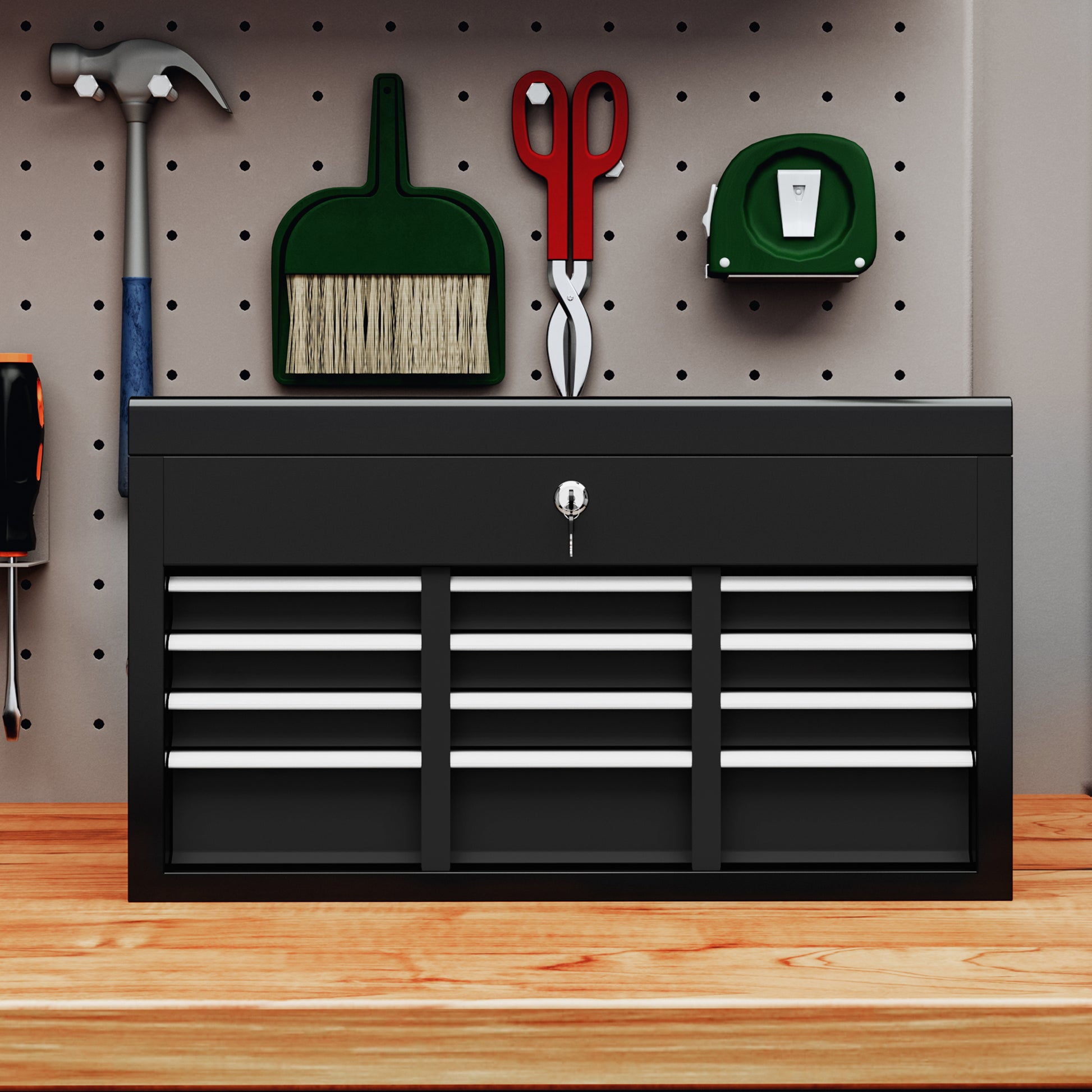 Aosom 6-Drawer Metal Tool Chest - 24" Portable Steel Box Black-Home Improvement > Tools > Tool Organizers-DECOROLALA