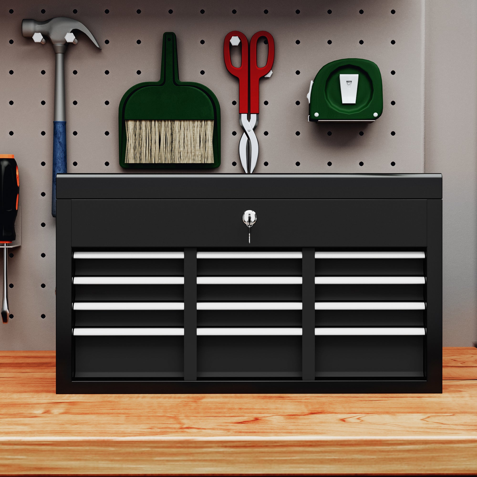 Aosom 6-Drawer Metal Tool Chest - 24" Portable Steel Box Black-Home Improvement > Tools > Tool Organizers-DECOROLALA