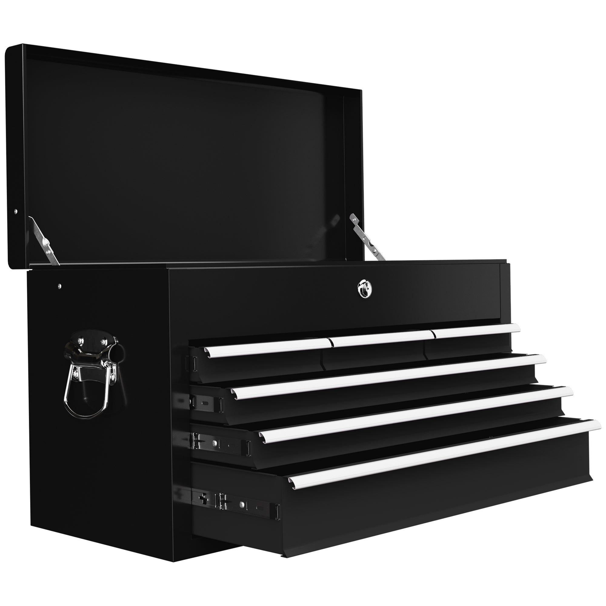 Aosom 6-Drawer Metal Tool Chest - 24" Portable Steel Box Black-Home Improvement > Tools > Tool Organizers-DECOROLALA