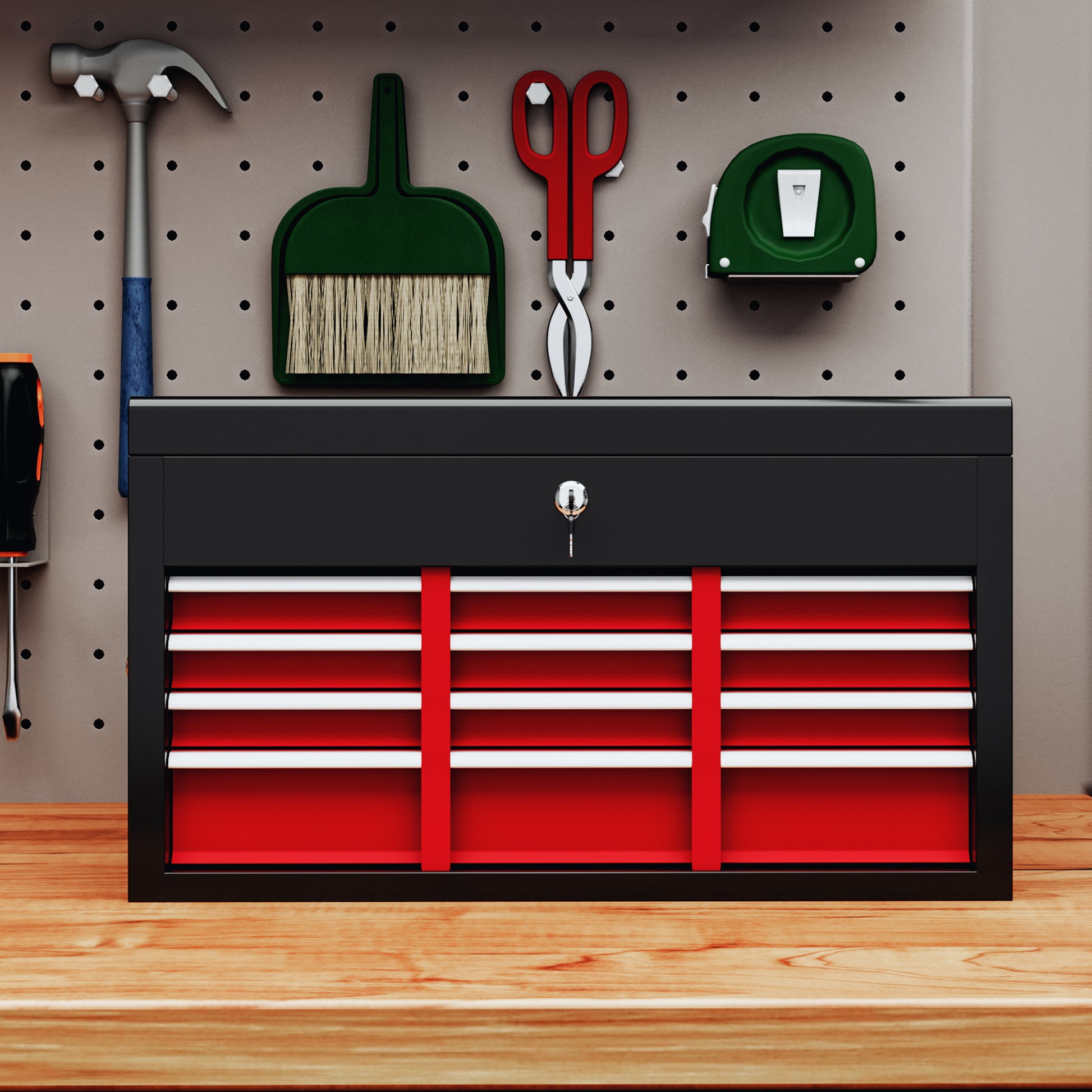 Aosom 6-Drawer Metal Tool Chest - 24" Portable Steel Tool Box-Home Improvement > Tools > Tool Organizers-DECOROLALA