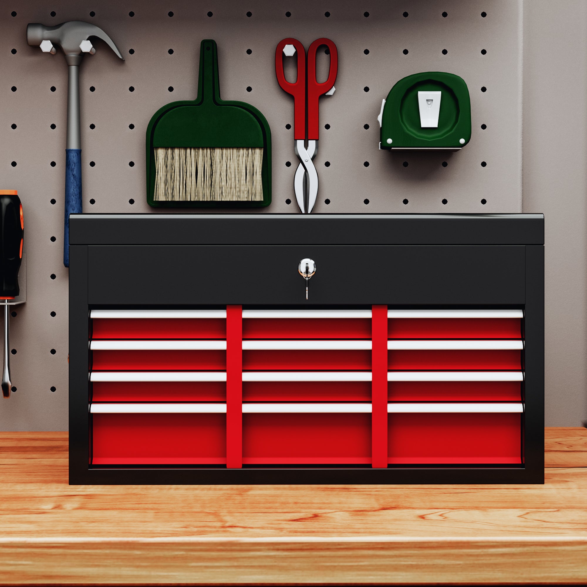 Aosom 6-Drawer Metal Tool Chest - 24" Portable Steel Tool Box-Home Improvement > Tools > Tool Organizers-DECOROLALA