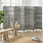 Aosom 6 Ft 8-Panel Folding Room Divider - Mixed Grey Woven Pine-DECOROLALA