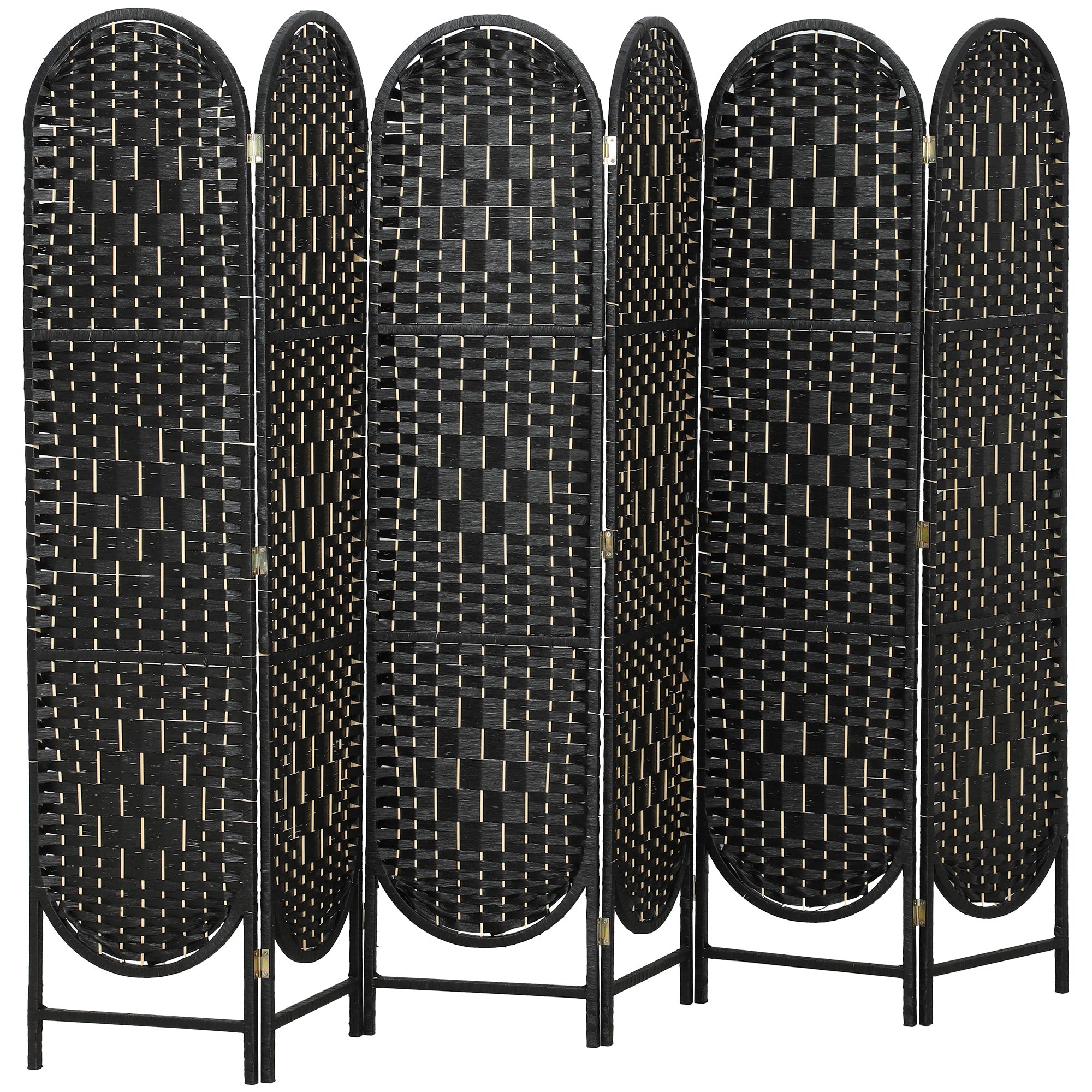 Aosom 6-Panel Bohemian Folding Room Divider - Black 67" High-Home Furnishings > Living Room Furniture > Room Dividers-DECOROLALA