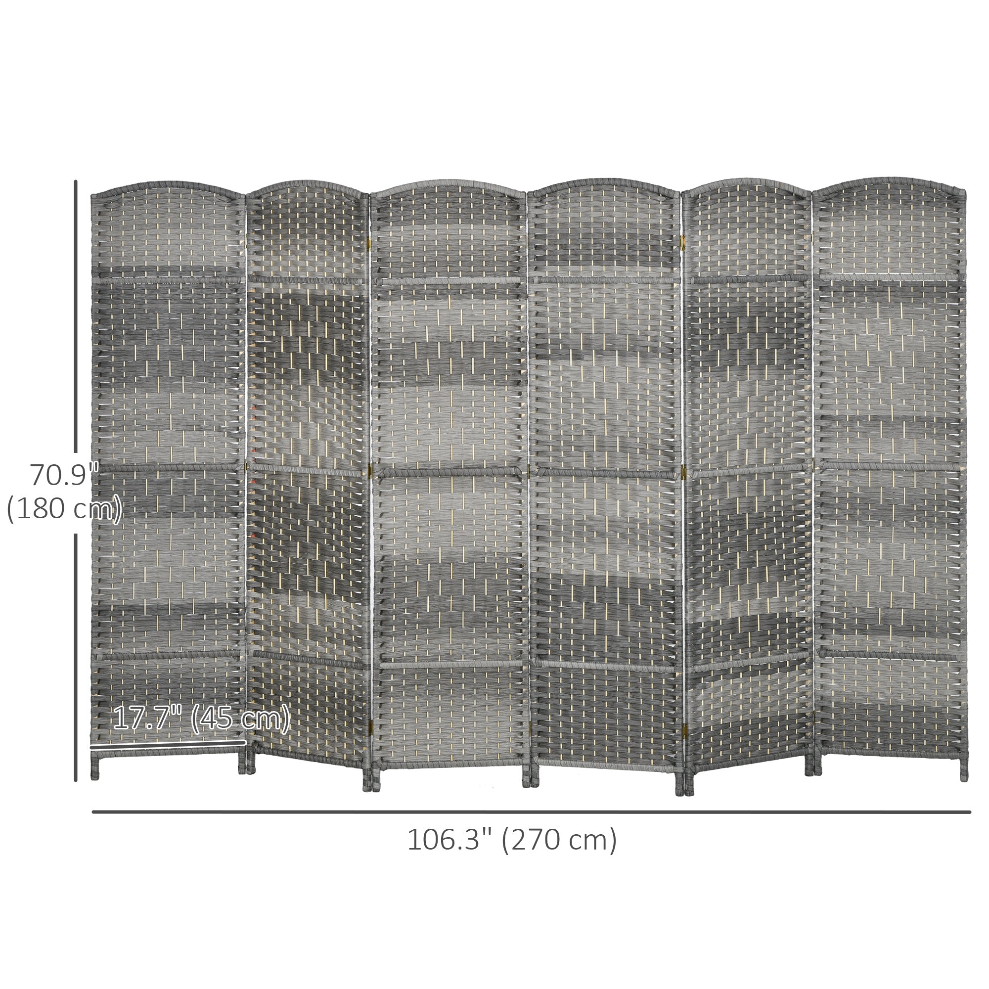 Aosom 6-Panel Folding Room Divider - 6ft Tall Mixed Grey-Home Furnishings > Living Room Furniture > Room Dividers-DECOROLALA