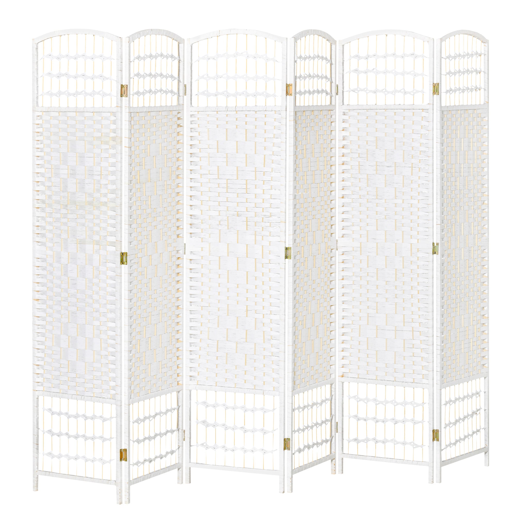 Aosom 6-Panel Folding Room Divider - White 5.6' Privacy Screen-Home Furnishings > Living Room Furniture > Room Dividers-DECOROLALA