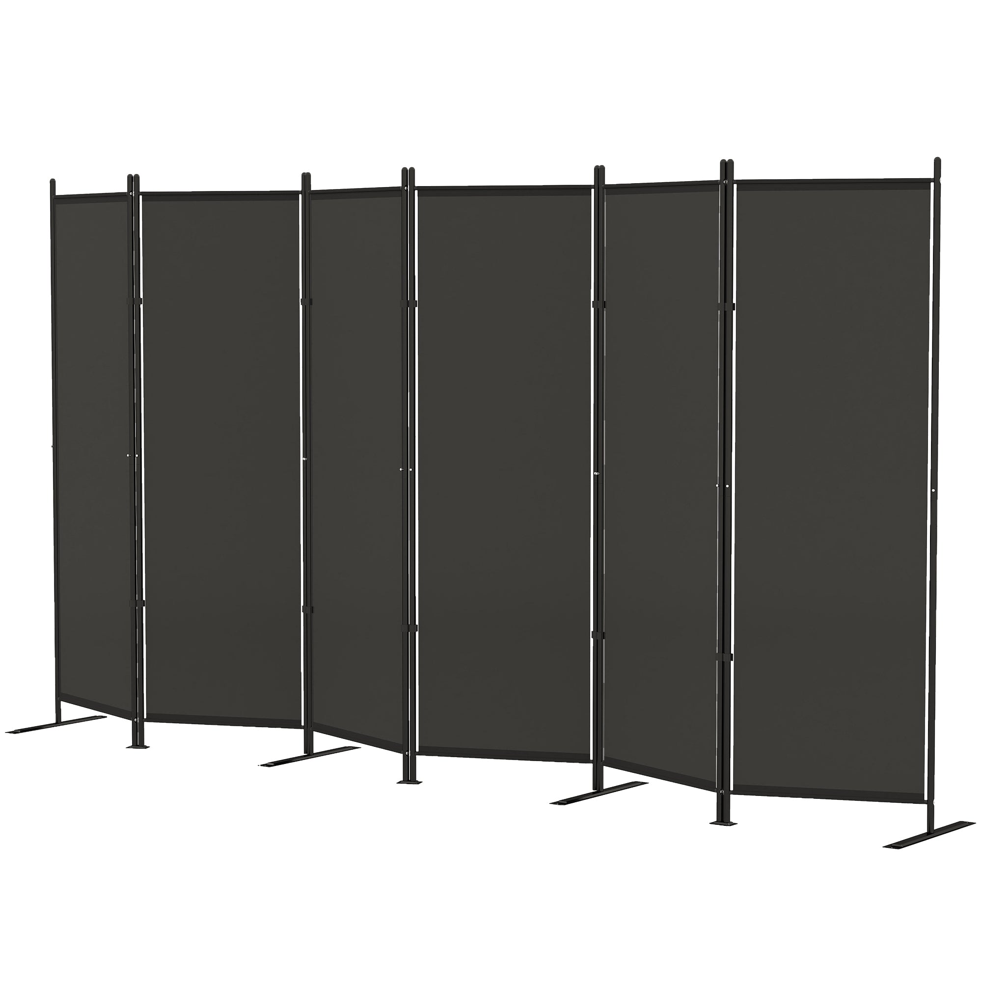 Aosom 6-Panel Room Divider - Charcoal Grey 6ft Folding Screen-Home Furnishings > Living Room Furniture > Room Dividers-DECOROLALA