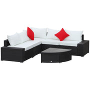 Aosom 6 Piece Patio Furniture Set - Cream White Rattan-DECOROLALA