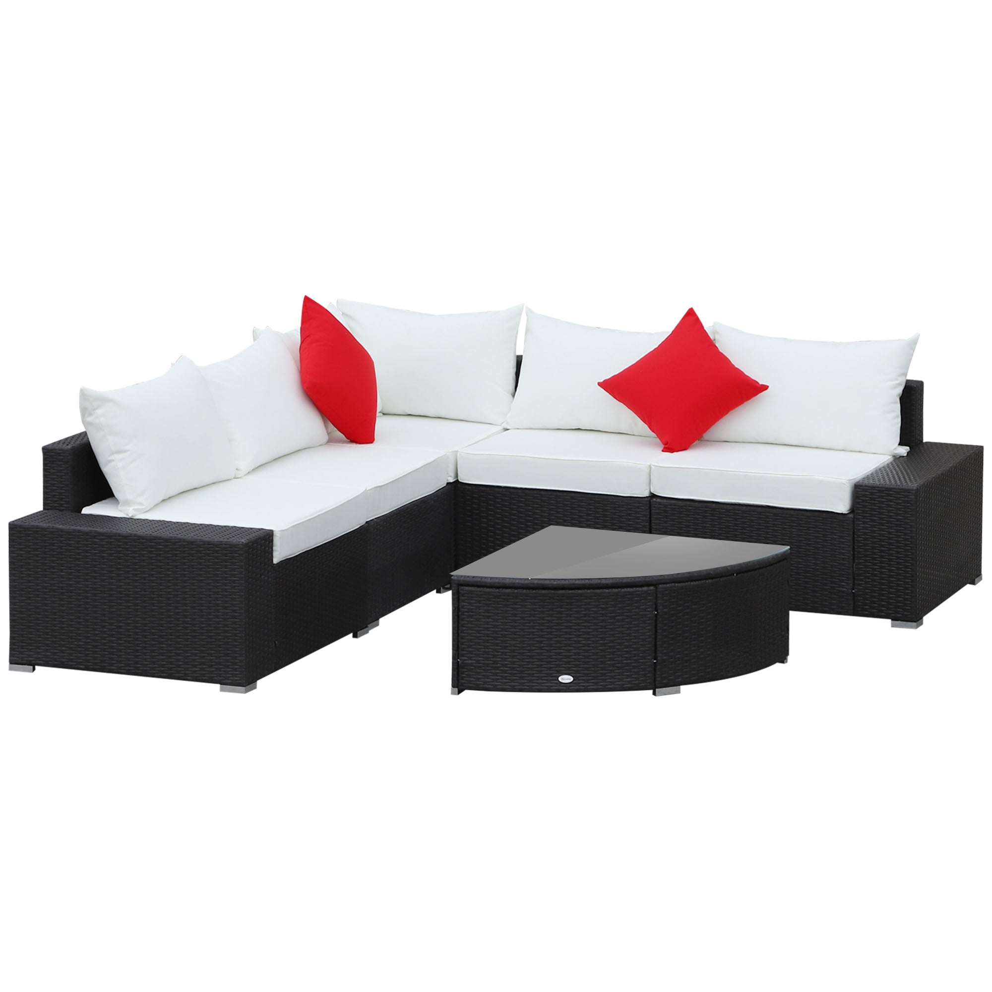 Aosom 6 Piece Patio Furniture Set - Cream White Rattan-DECOROLALA