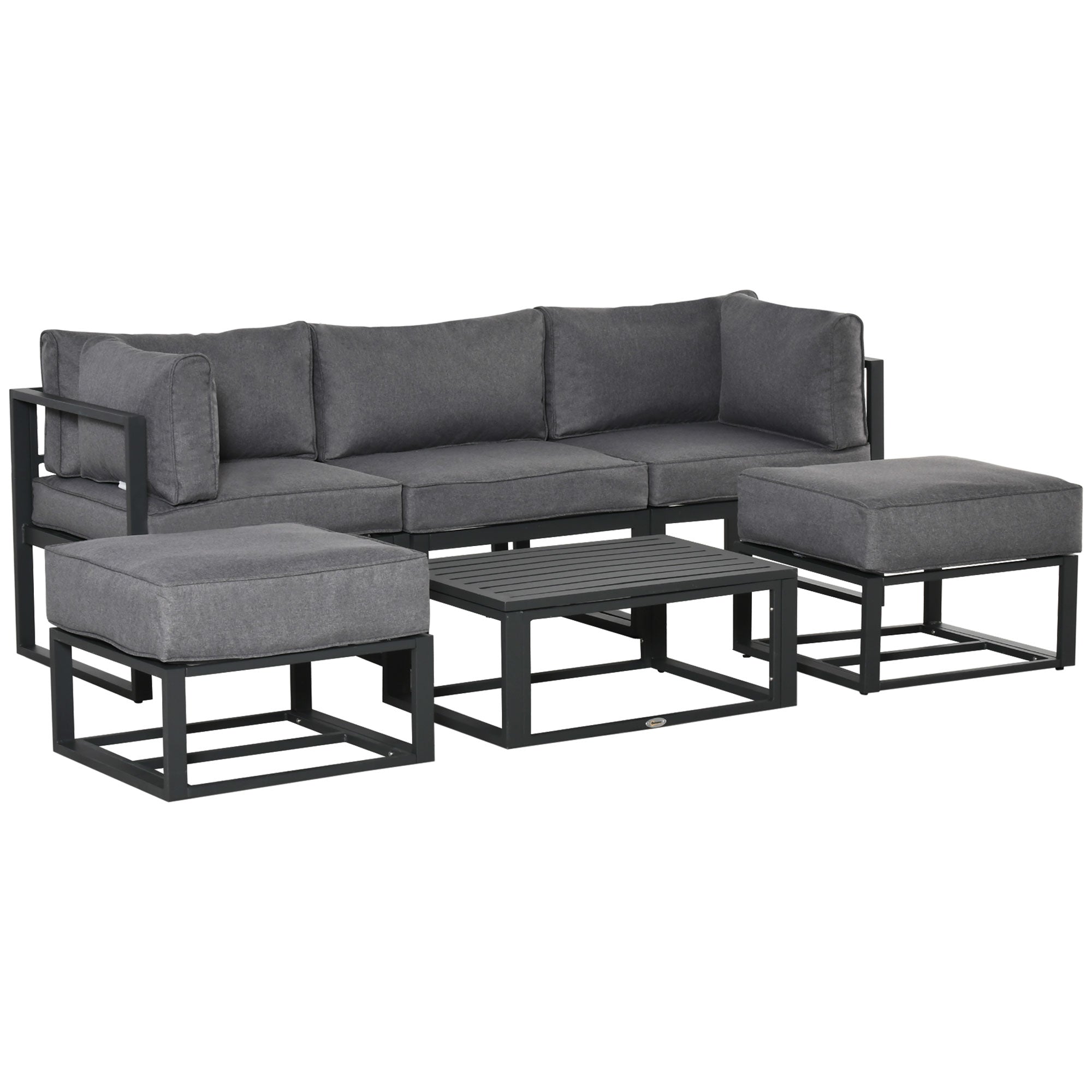 Aosom 6-Piece Patio Furniture Set - Grey Convertible Daybed-DECOROLALA
