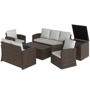 Aosom 6-Piece Rattan Patio Set - 7-Seater Sectional-DECOROLALA