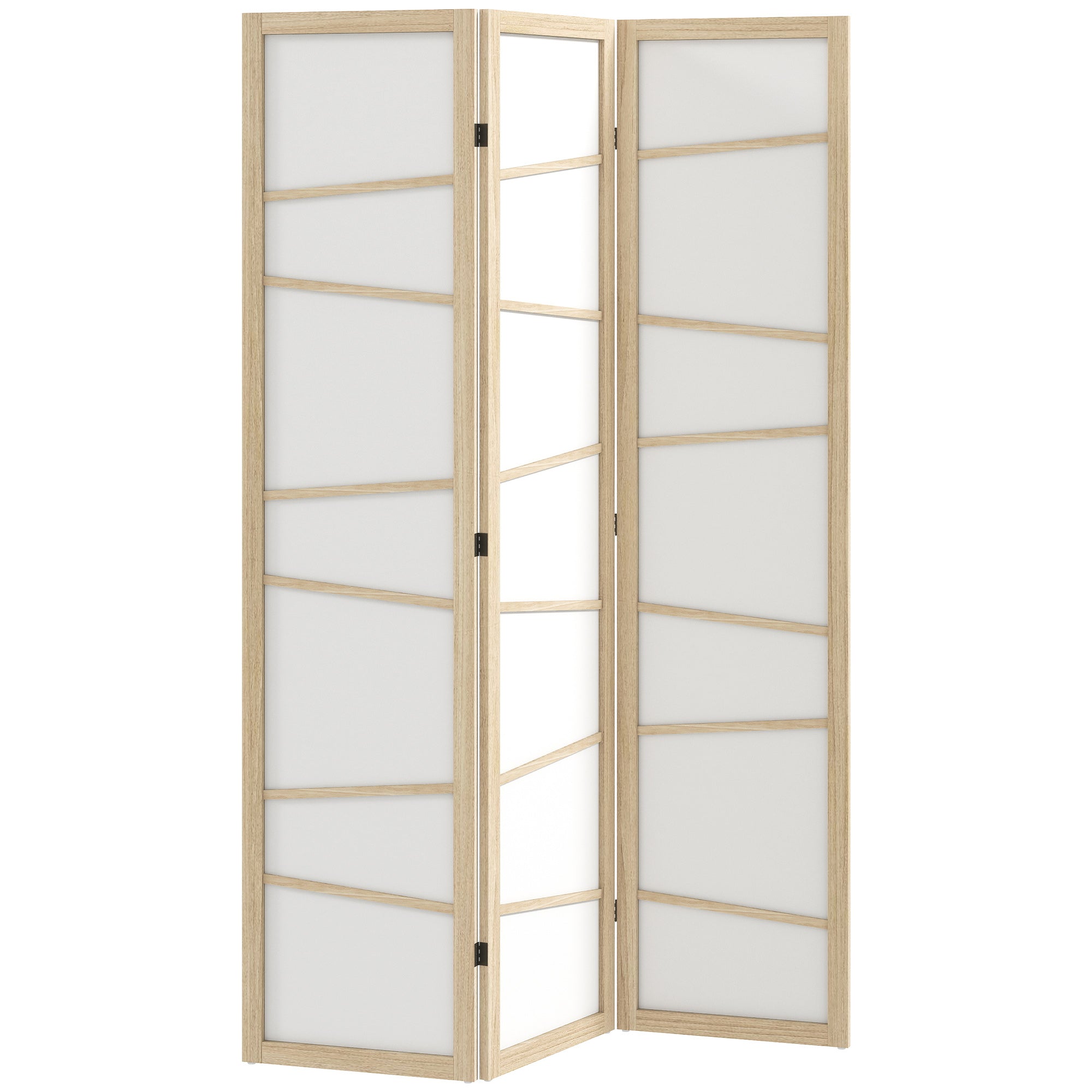 Aosom 66.9" Folding Room Divider - 3 Panel Wood Frame Natural-Home Furnishings > Living Room Furniture > Room Dividers-DECOROLALA