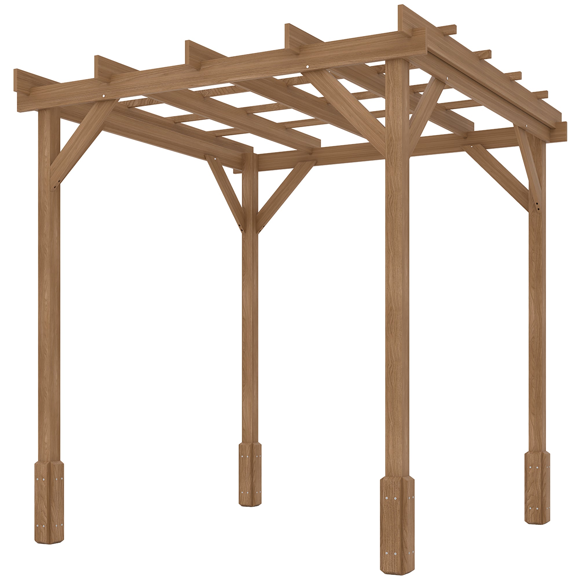 Aosom 6.6' x 6.6' Wood Pergola Gazebo - Dark Brown Fir Wood-DECOROLALA