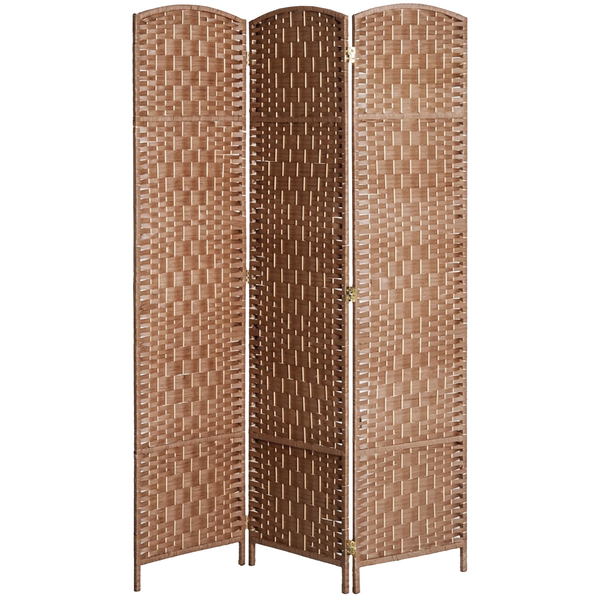 Aosom 6ft 3-Panel Folding Room Divider - Natural Woven Wood-Home Furnishings > Living Room Furniture > Room Dividers-DECOROLALA