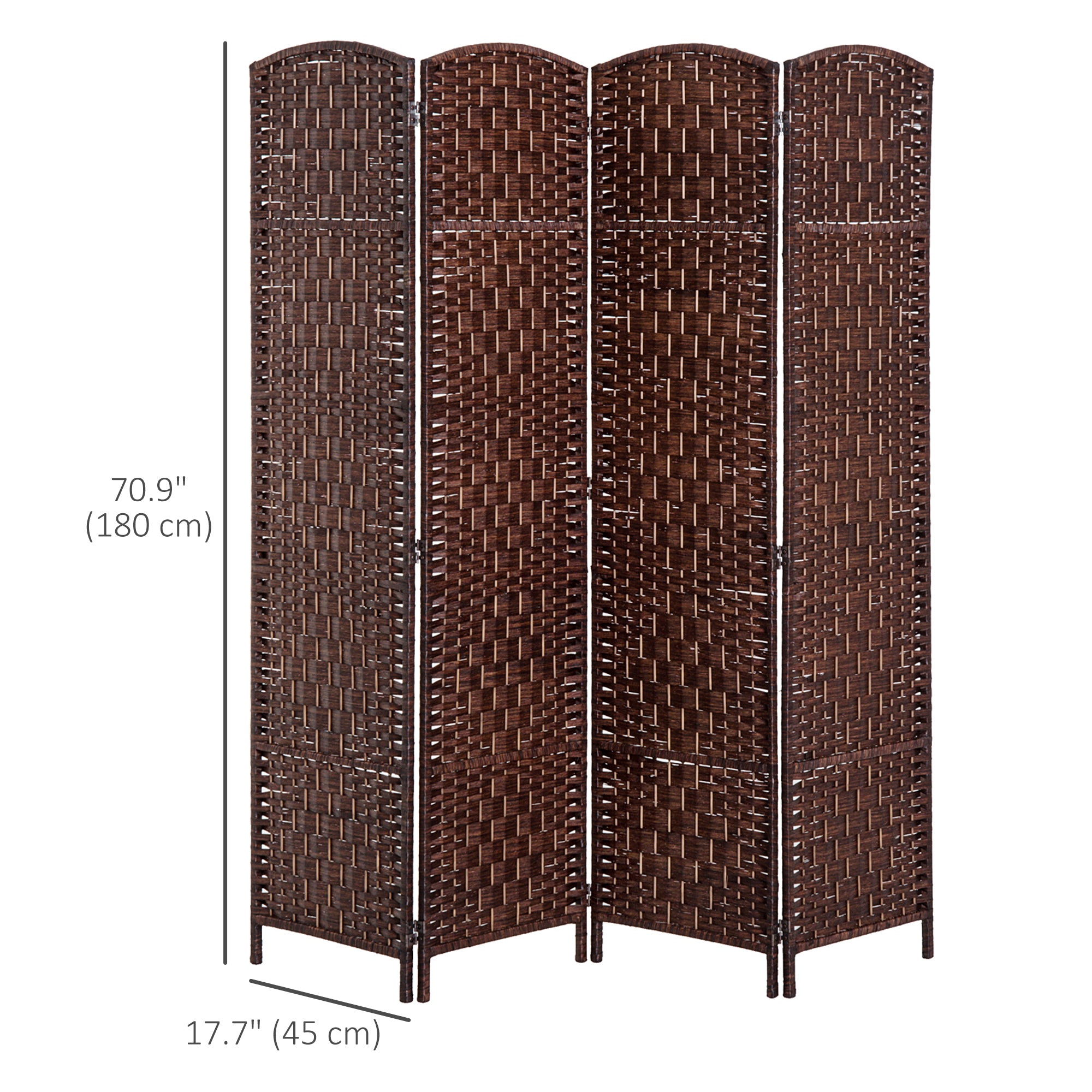 Aosom 6ft 4-Panel Folding Room Divider - Brown Woven Wicker-Home Furnishings > Living Room Furniture > Room Dividers-DECOROLALA