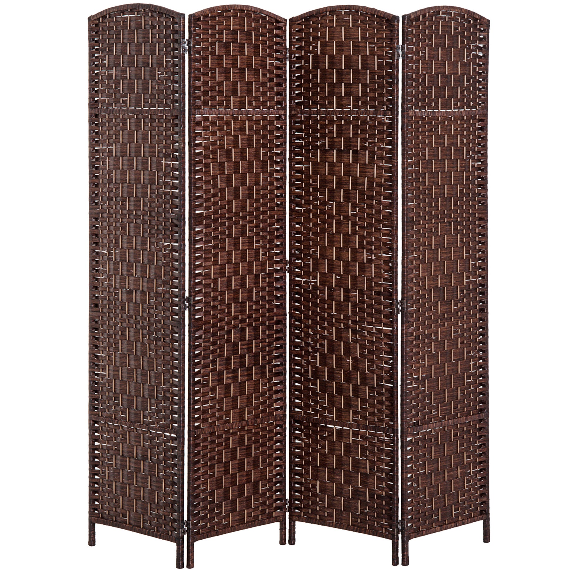 Aosom 6ft 4-Panel Folding Room Divider - Brown Woven Wicker-Home Furnishings > Living Room Furniture > Room Dividers-DECOROLALA