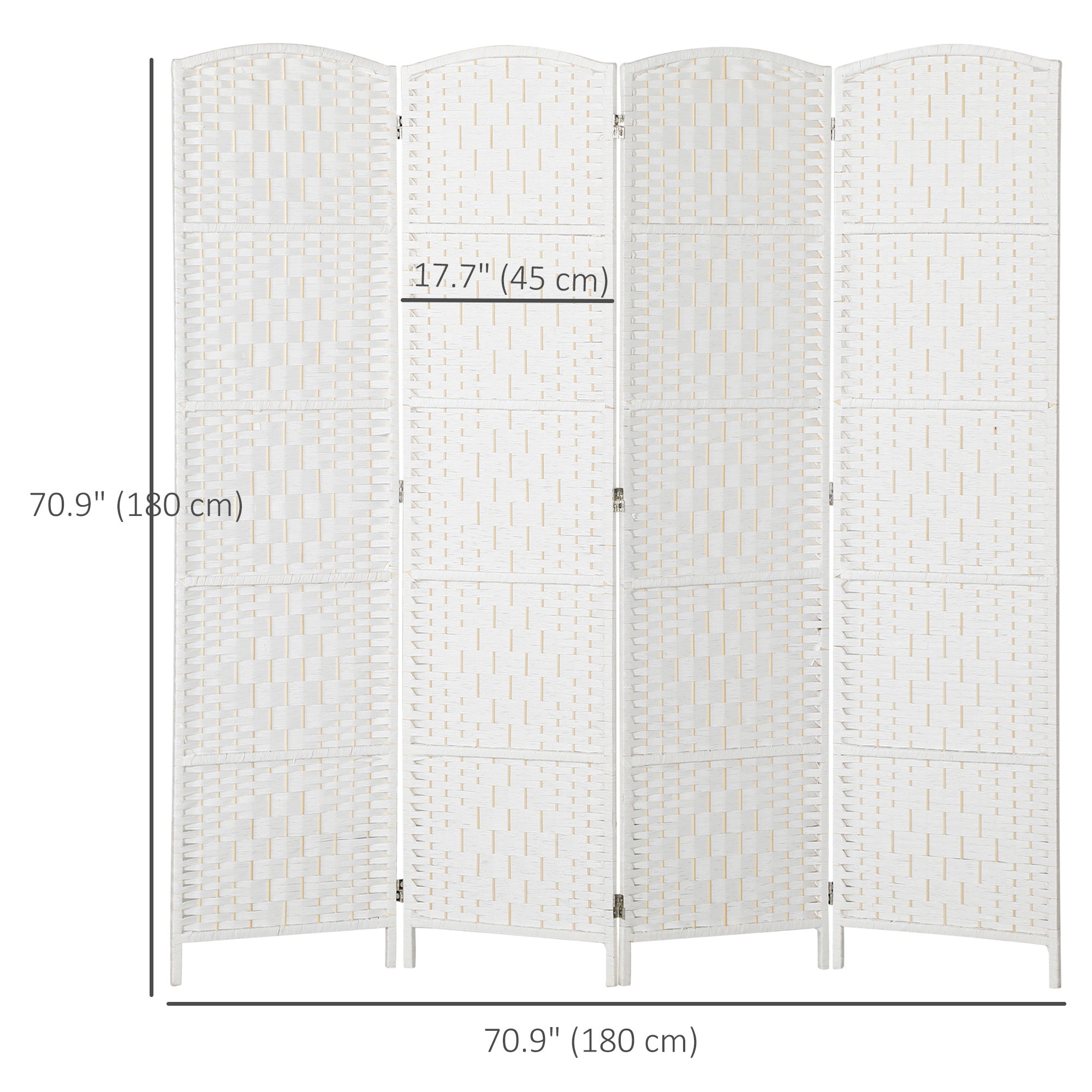 Aosom 6ft 4-Panel Folding Room Divider - White Woven Wood-Home Furnishings > Living Room Furniture > Room Dividers-DECOROLALA