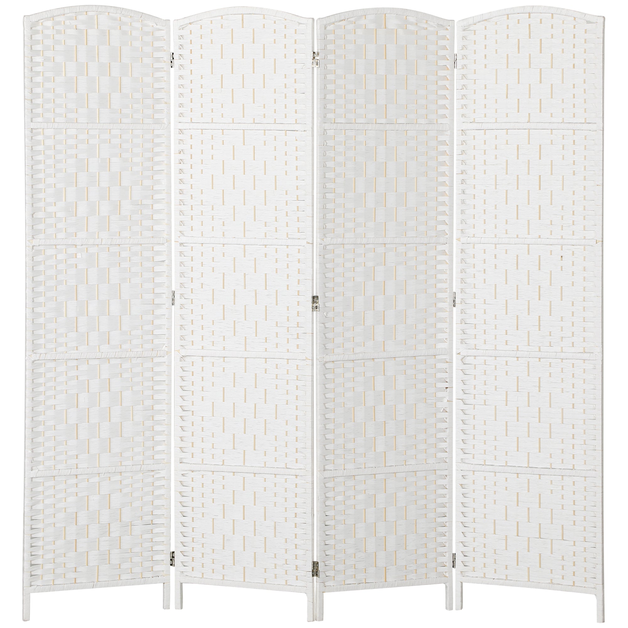 Aosom 6ft 4-Panel Folding Room Divider - White Woven Wood-Home Furnishings > Living Room Furniture > Room Dividers-DECOROLALA