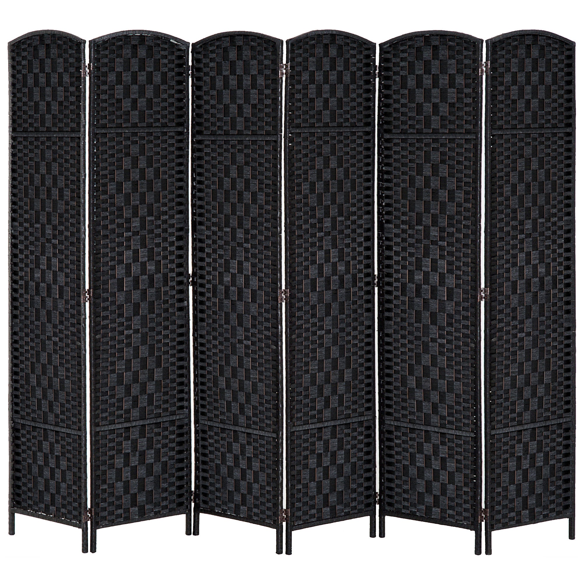 Aosom 6ft Folding Room Divider - 6 Panel Woven Wicker Black-Home Furnishings > Living Room Furniture > Room Dividers-DECOROLALA