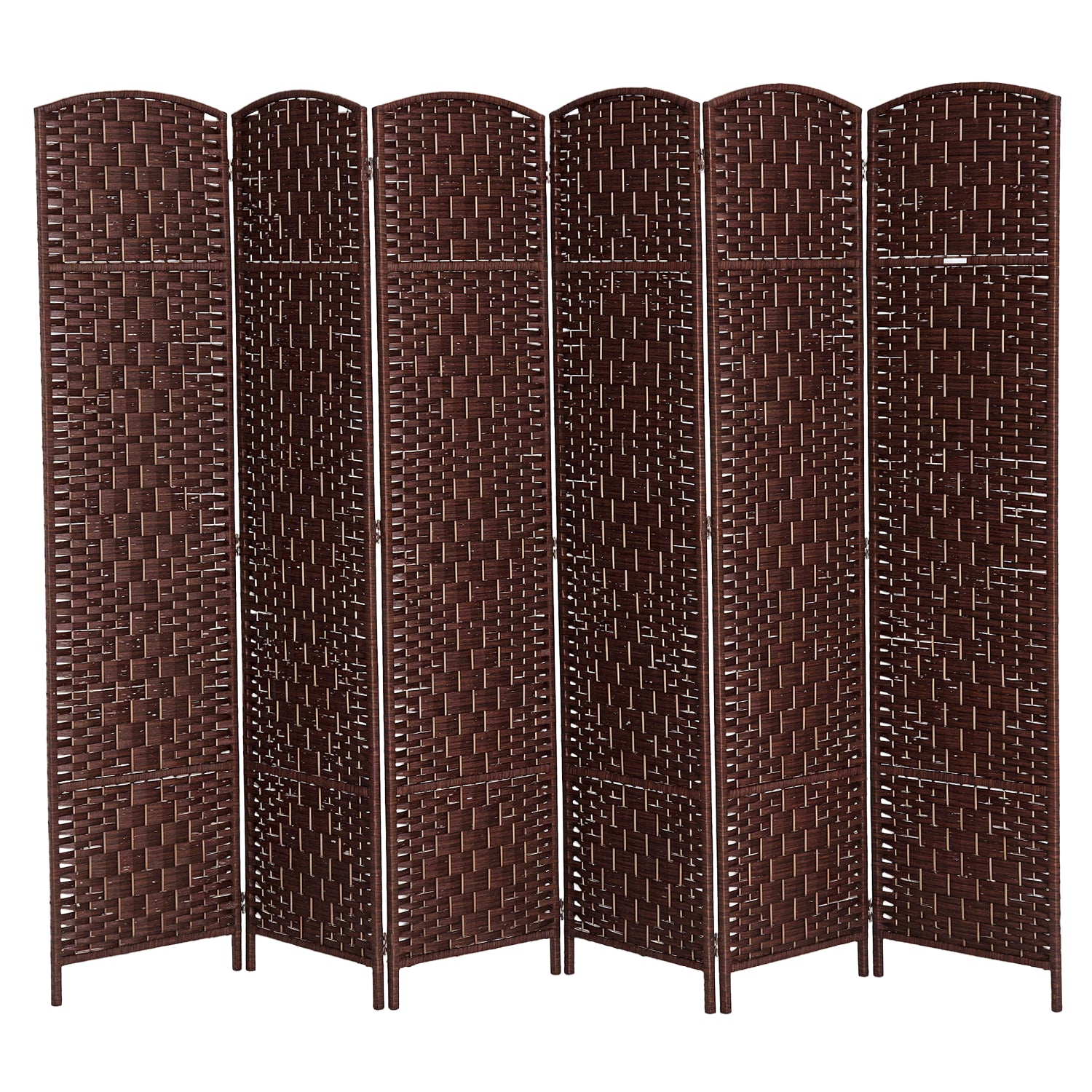Aosom 6ft Folding Room Divider - 6 Panel Woven Wicker Brown-Home Furnishings > Living Room Furniture > Room Dividers-DECOROLALA