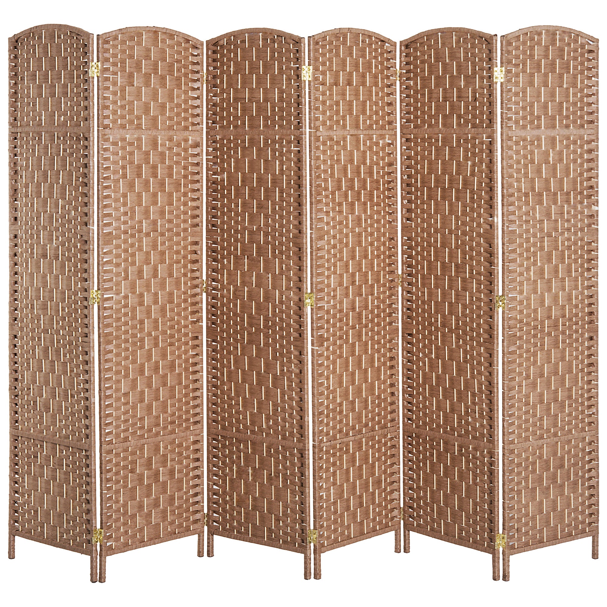 Aosom 6ft Folding Room Divider - 6 Panel Woven Wood Partition-Home Furnishings > Living Room Furniture > Room Dividers-DECOROLALA