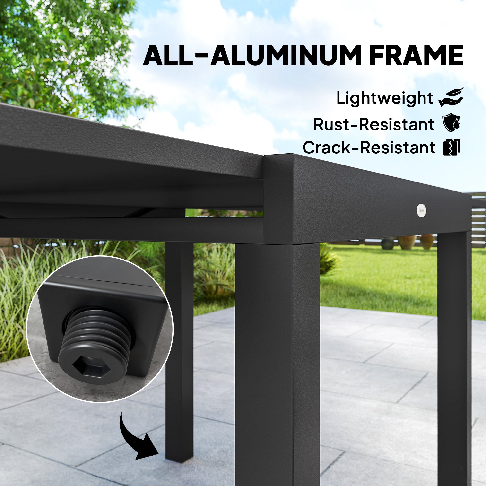 Aosom 7-Piece Outdoor Dining Set - Extendable Grey Aluminum Set-DECOROLALA
