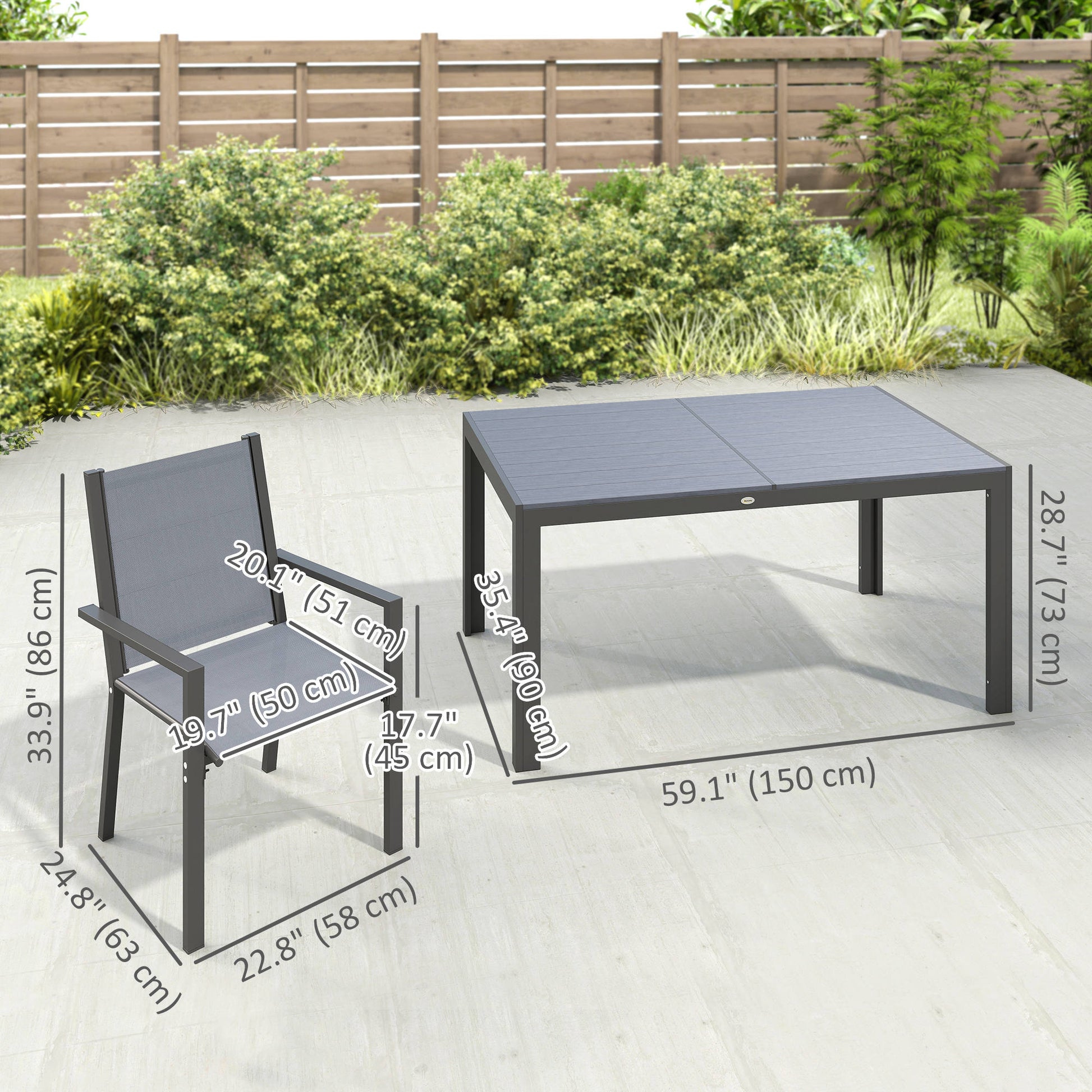Aosom 7-Piece Outdoor Dining Set - Steel & Mesh Khaki/Brown-DECOROLALA