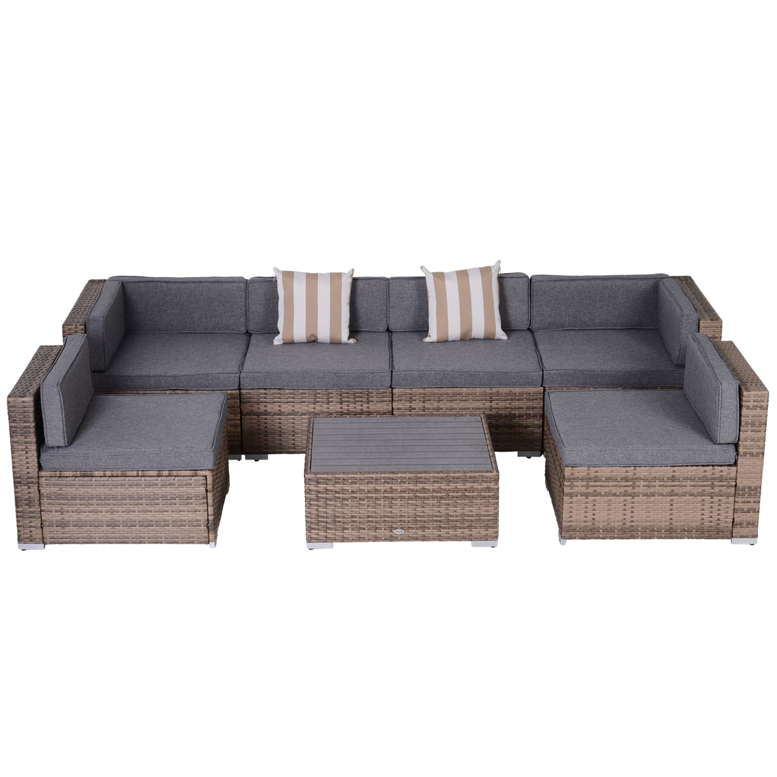 Aosom 7-Piece Patio Furniture Set - Grey Rattan-DECOROLALA