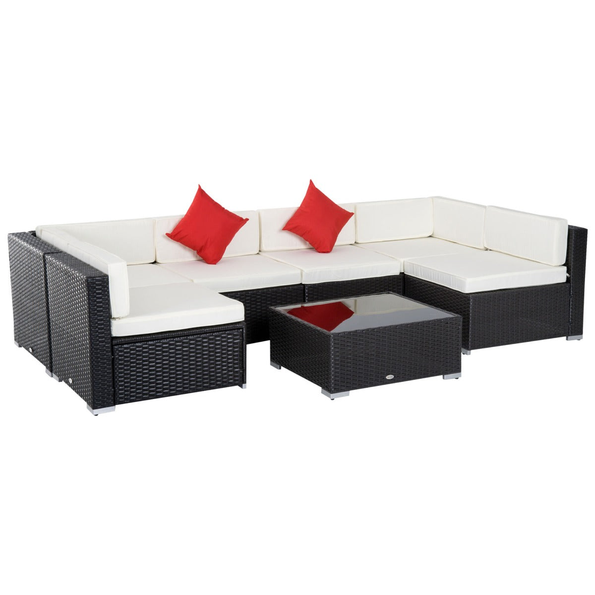 Aosom 7-Piece Rattan Wicker Patio Sofa Set w/ Coffee Table-DECOROLALA