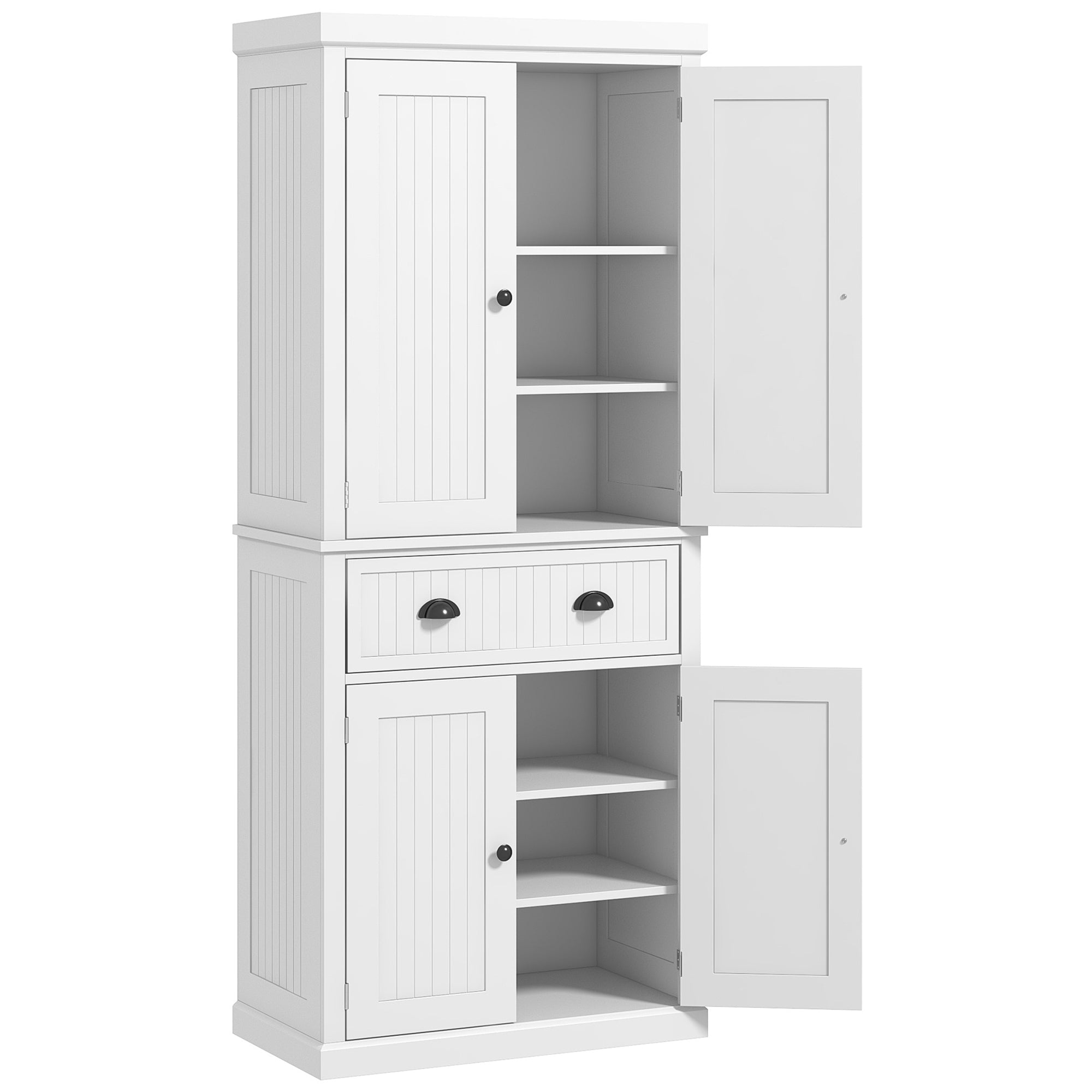 Aosom 72" Kitchen Pantry Cabinet - White with Adjustable Shelves & Drawer-DECOROLALA