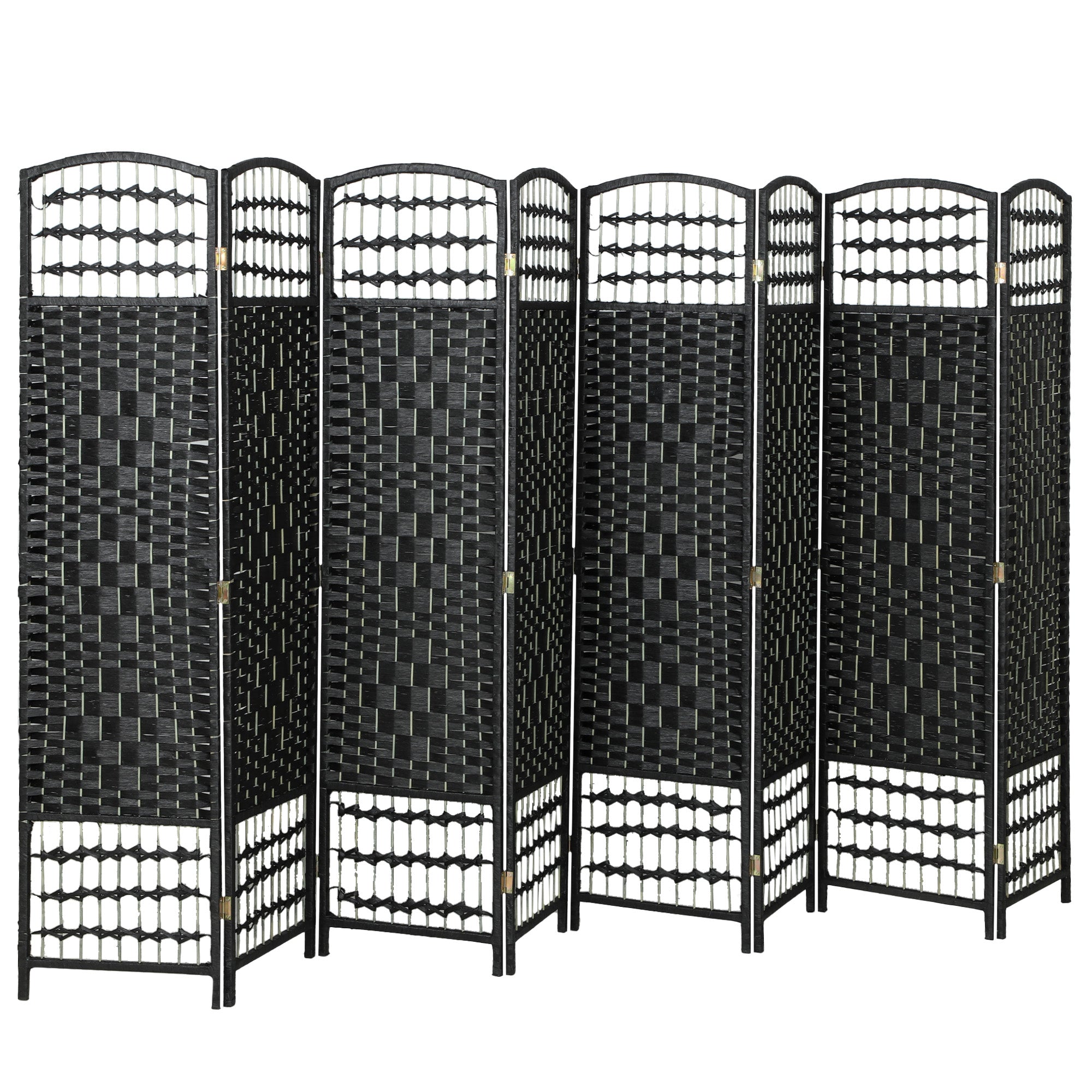 Aosom 8 Panel Folding Room Divider - Black 67" Privacy Screen-Home Furnishings > Living Room Furniture > Room Dividers-DECOROLALA