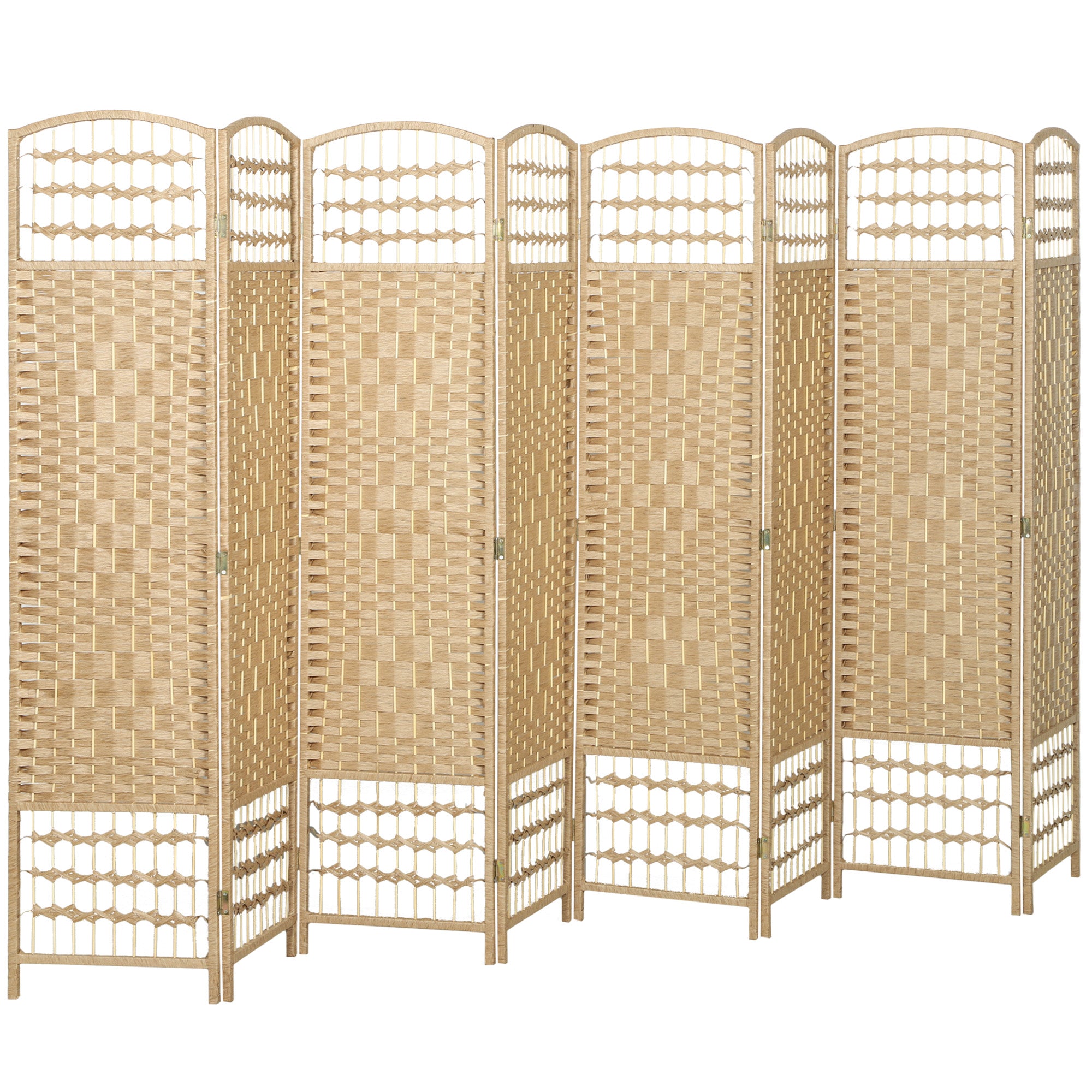 Aosom 8-Panel Folding Room Divider - Natural 67" Privacy Screen-Home Furnishings > Living Room Furniture > Room Dividers-DECOROLALA