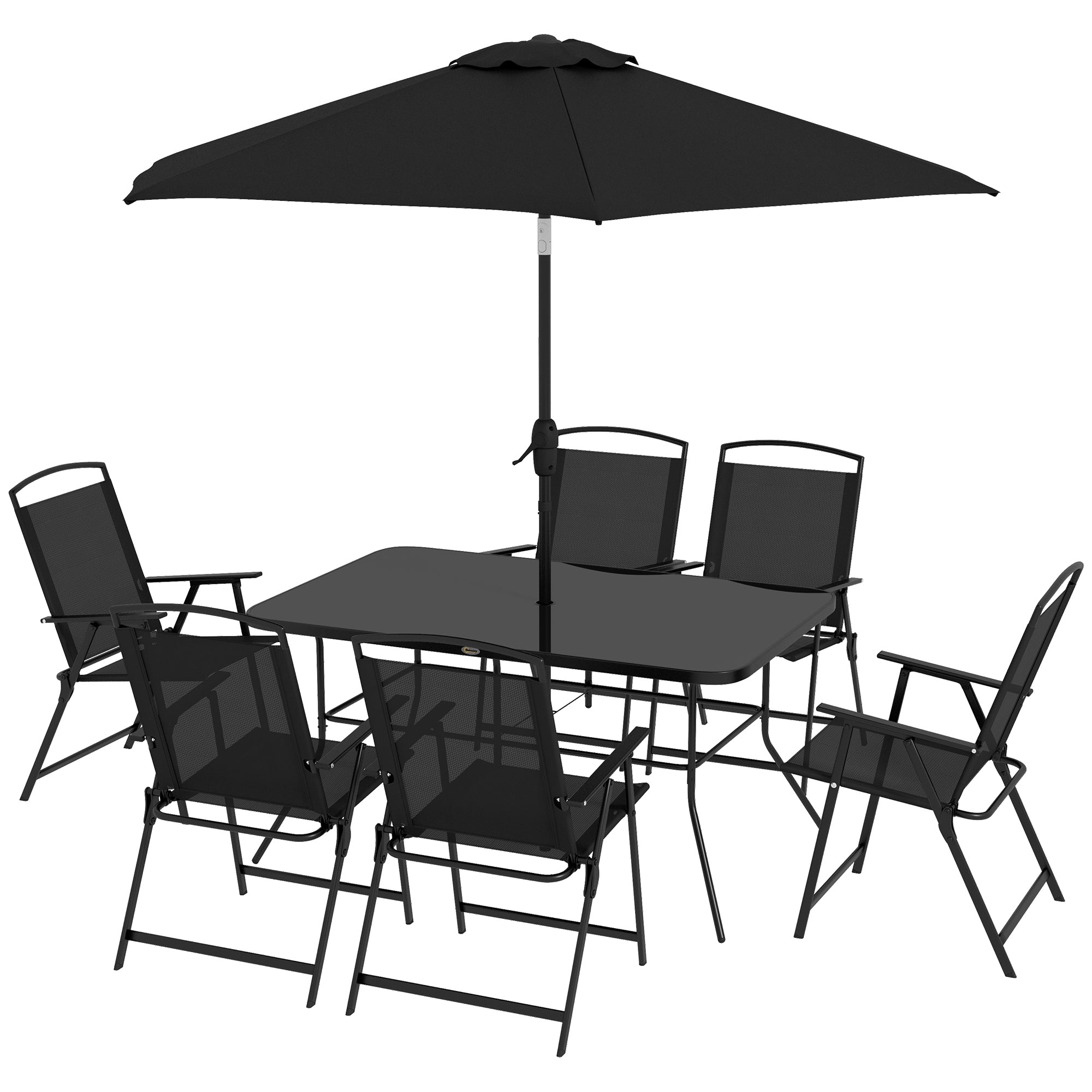 Aosom 8 Piece Patio Dining Set - Black Mesh Chairs-DECOROLALA