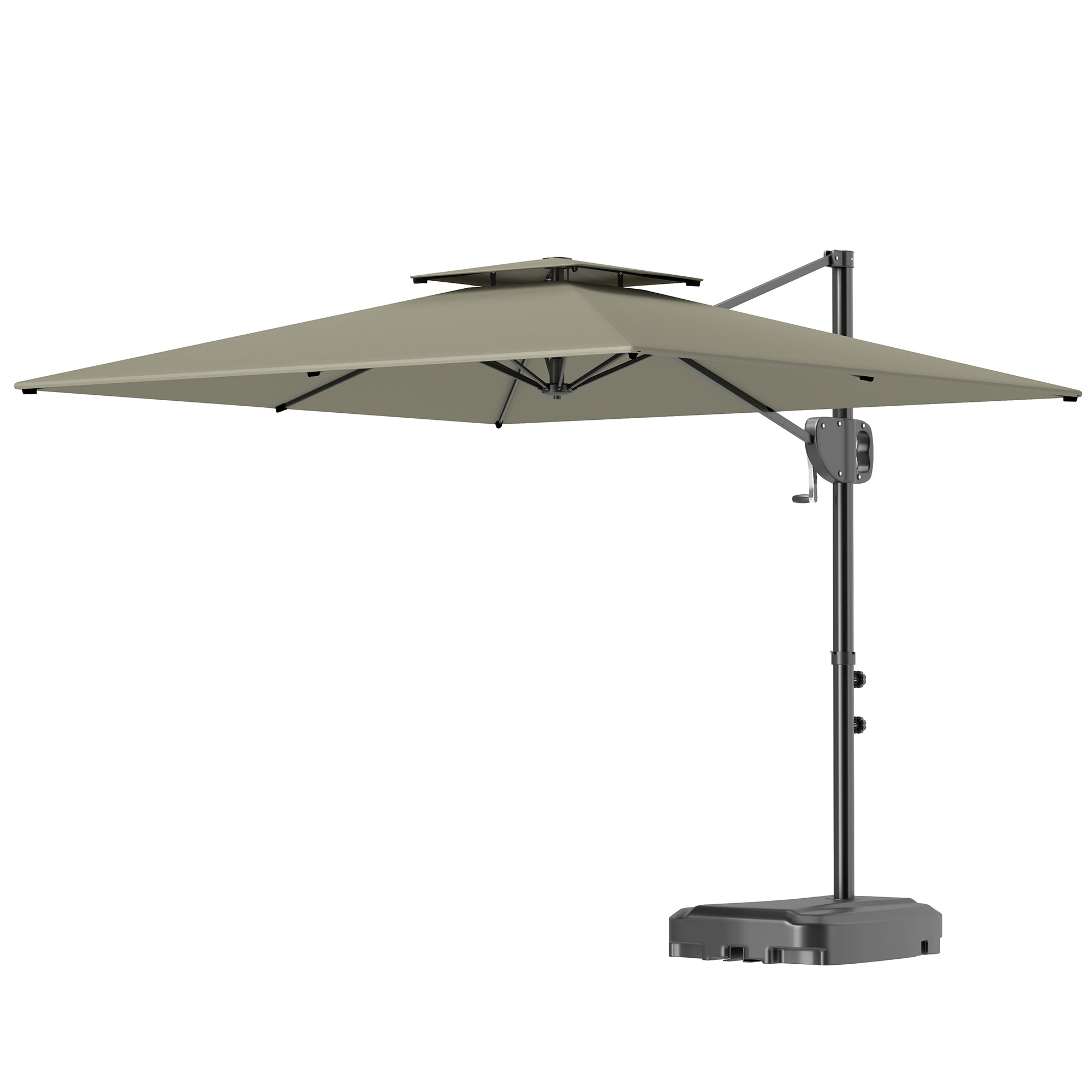 Aosom 8' x 9' Patio Umbrella, Light Grey, Tilt & Crank Offset Cantilever-DECOROLALA
