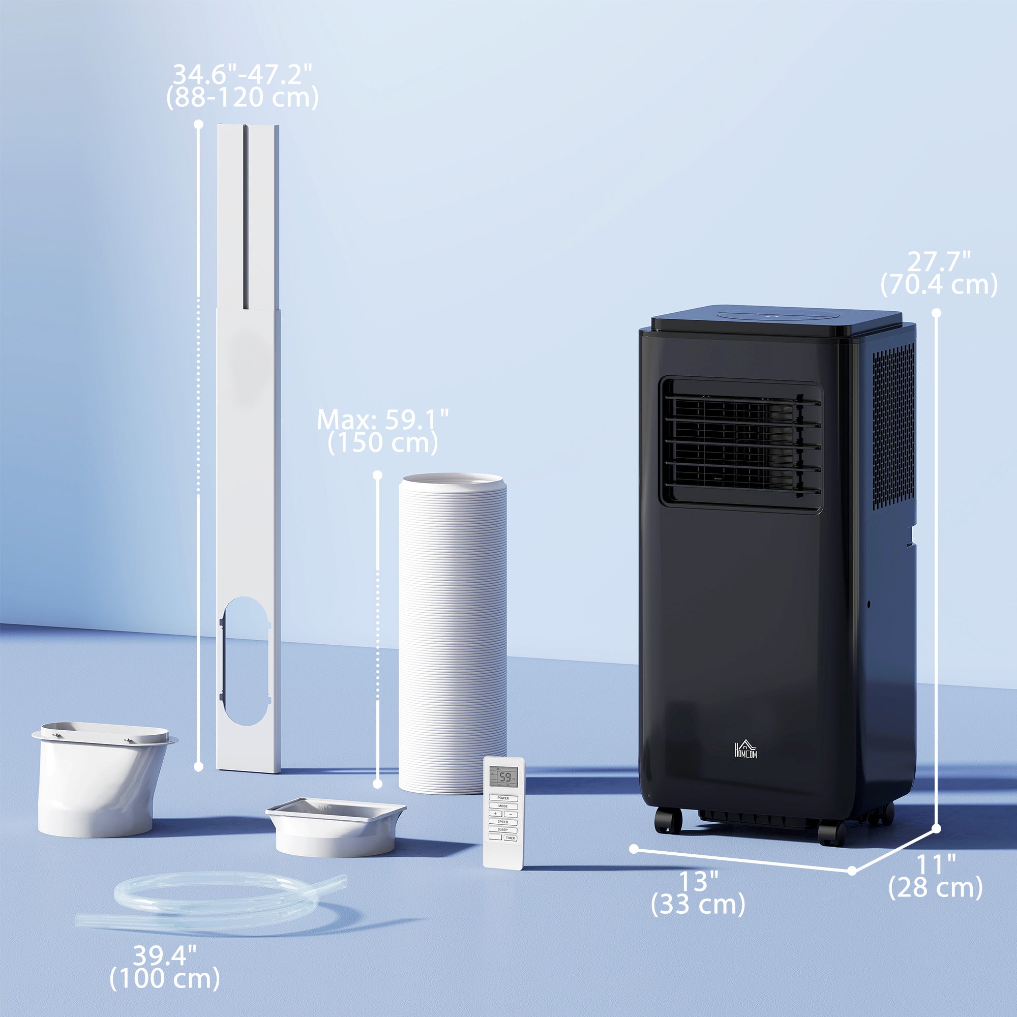 Aosom 8,000 BTU Portable Air Conditioner - Black 345 Sq. Ft.-Air Conditioner-DECOROLALA