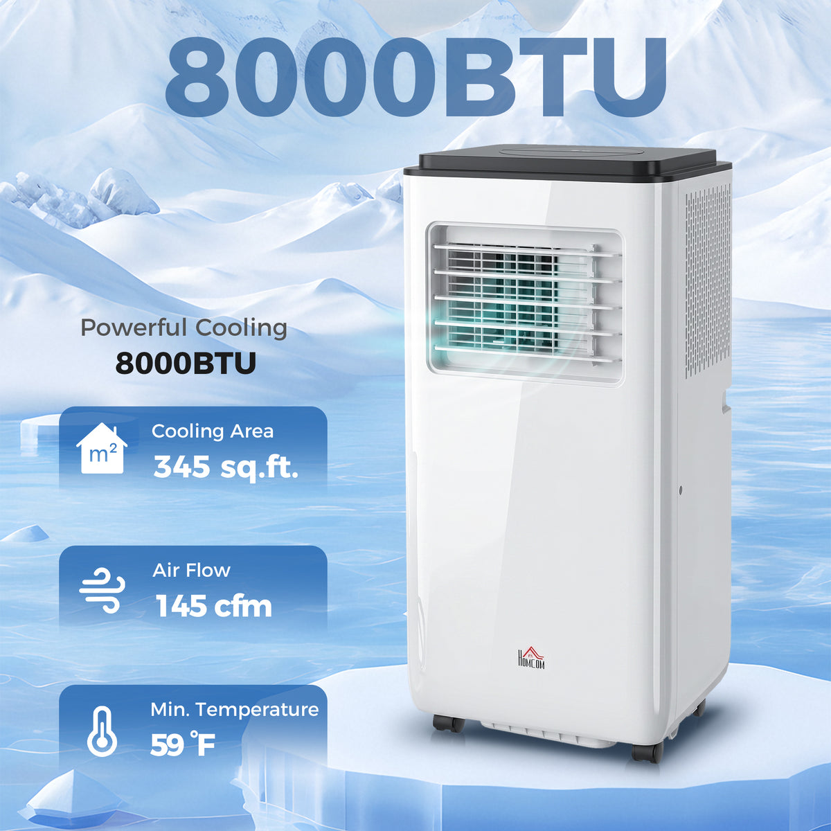 Aosom 8,000 BTU Portable Air Conditioner - White 345 Sq. Ft.-Air Conditioner-DECOROLALA