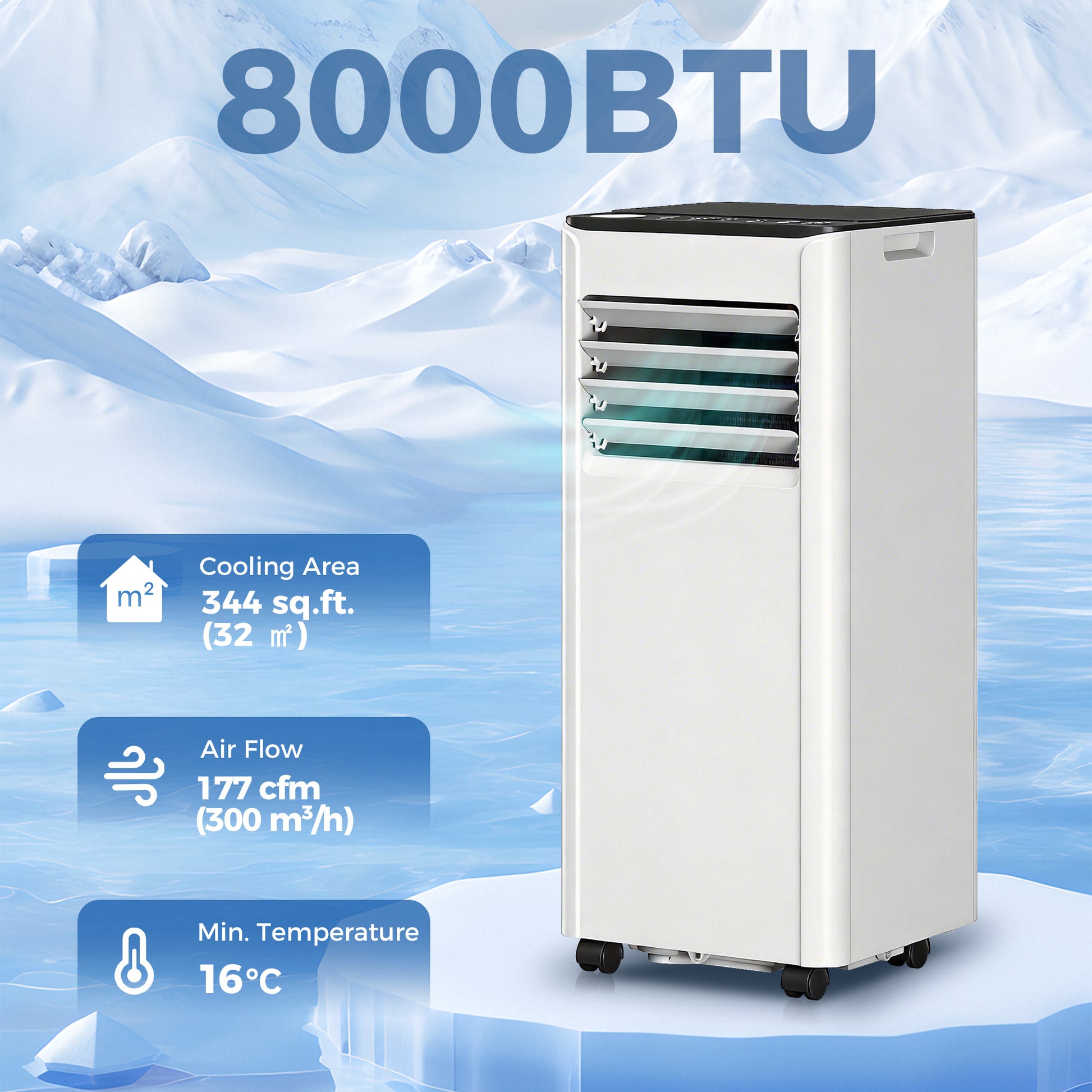 Aosom 8000 BTU Portable Air Conditioner - WiFi Smart AC White-Air Conditioner-DECOROLALA