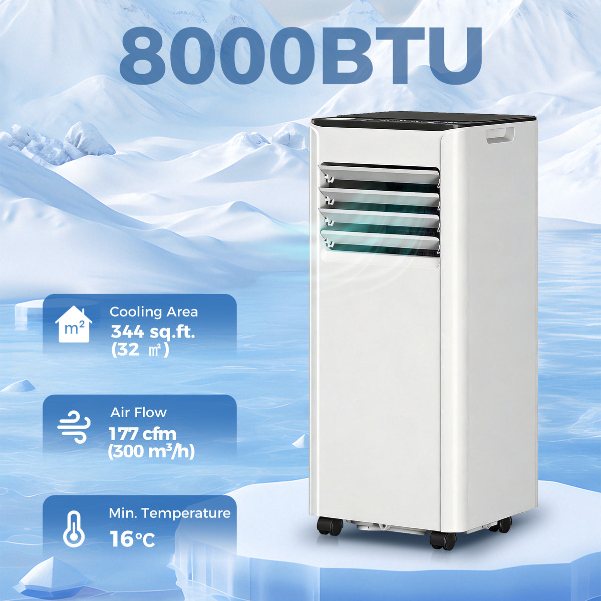 Aosom 8000 BTU Portable Air Conditioner - WiFi Smart AC White-Air Conditioner-DECOROLALA