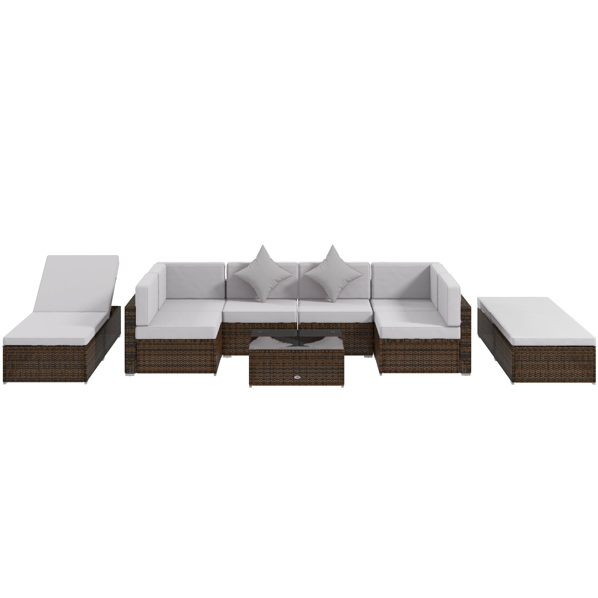 Aosom 9-Piece Wicker Patio Set - Light Grey-DECOROLALA