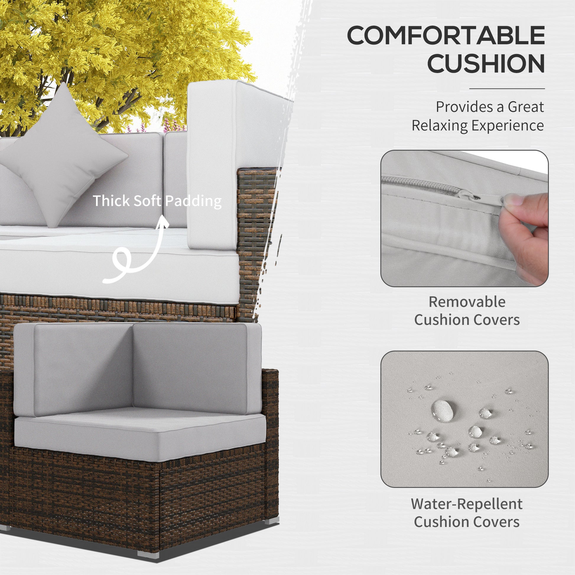 Aosom 9-Piece Wicker Patio Set - Light Grey-DECOROLALA