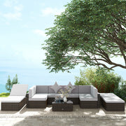 Aosom 9-Piece Wicker Patio Set - Light Grey-DECOROLALA