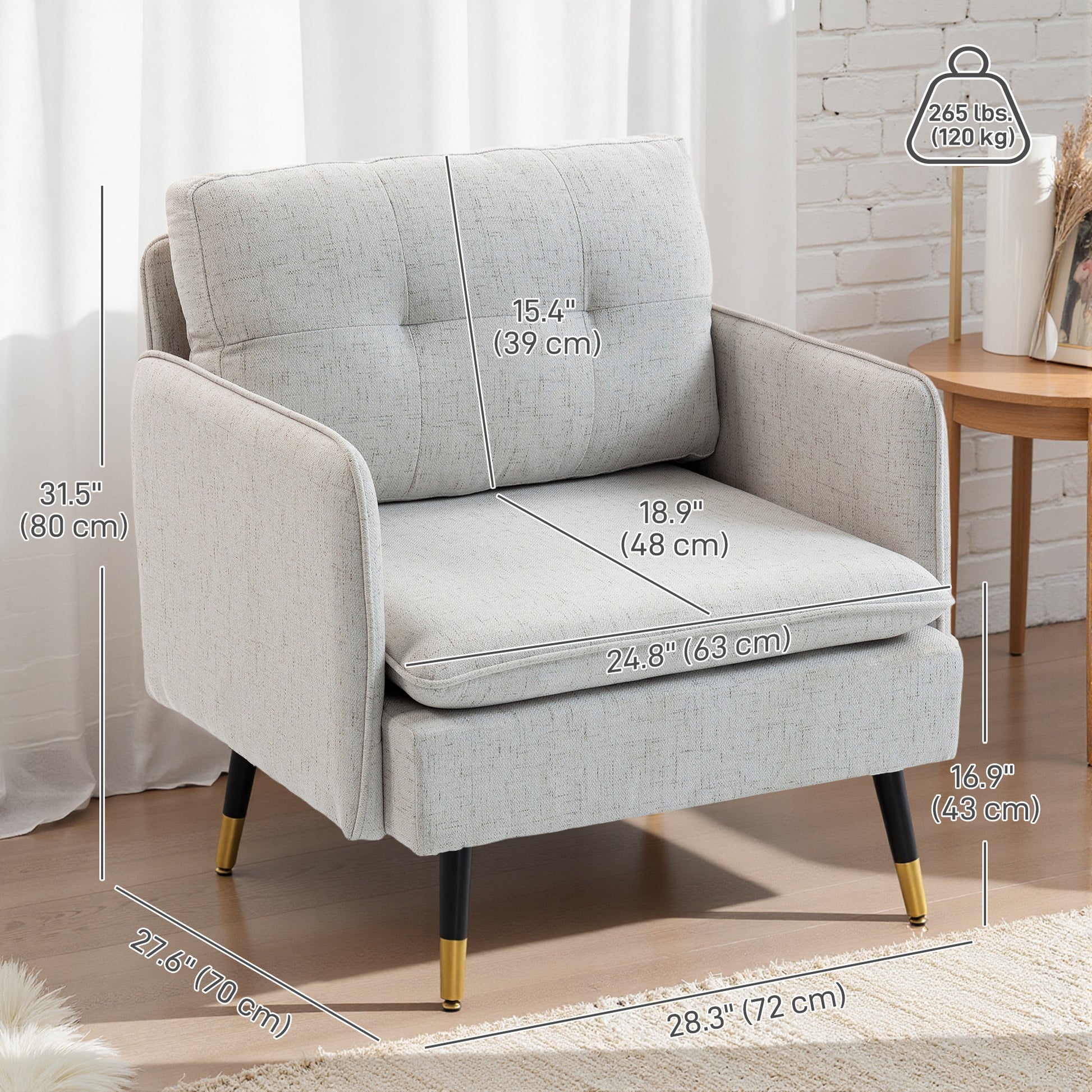 Aosom Accent Chairs Set of 2 - Cream Tufted-DECOROLALA
