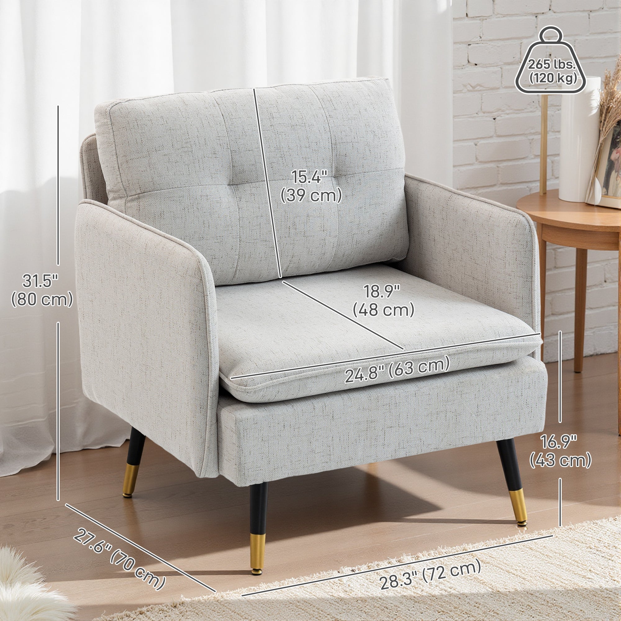 Aosom Accent Chairs Set of 2 - Cream Tufted-DECOROLALA