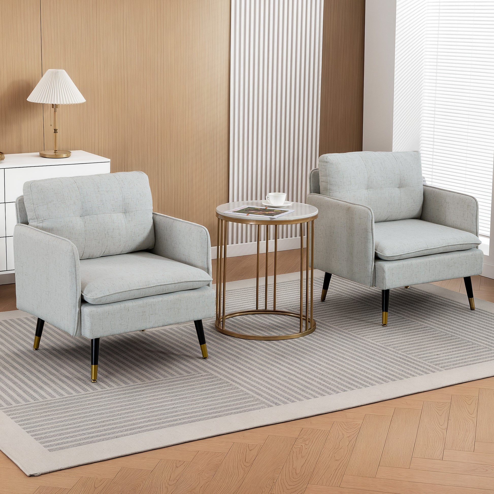Aosom Accent Chairs Set of 2 - Cream Tufted-DECOROLALA