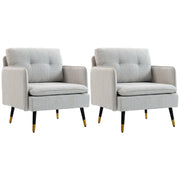 Aosom Accent Chairs Set of 2 - Cream Tufted-DECOROLALA