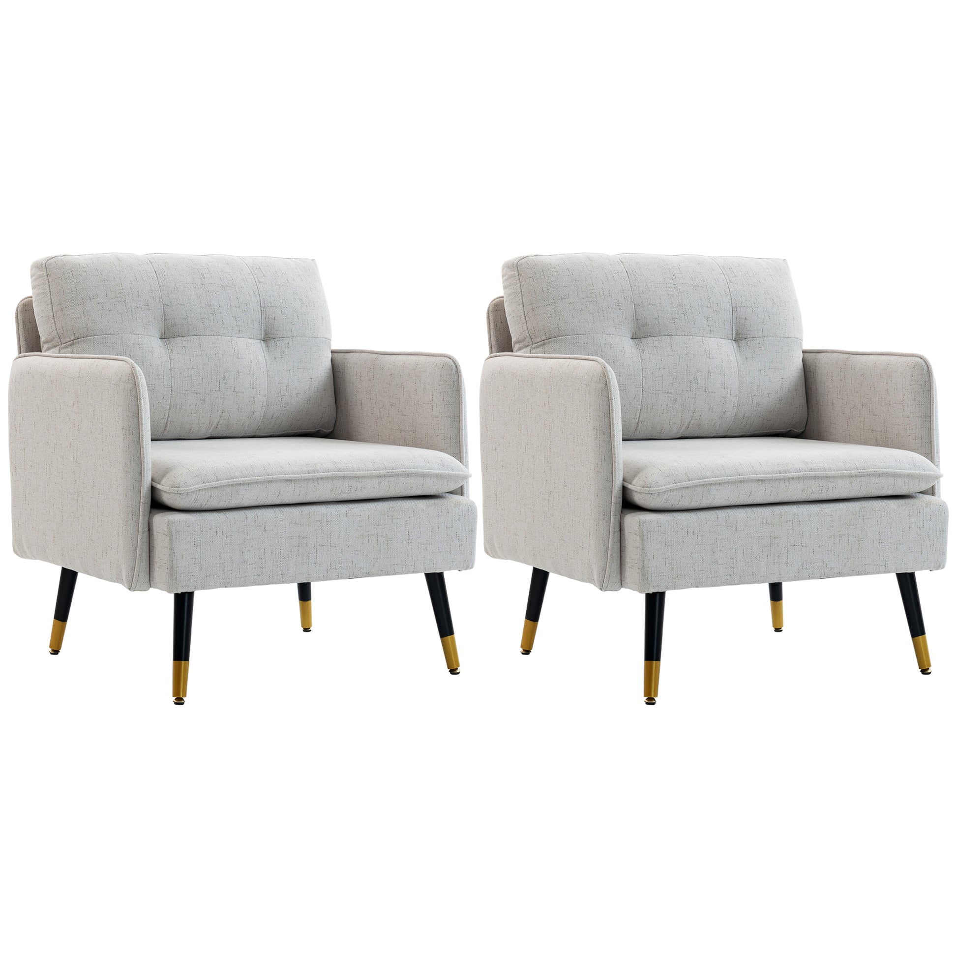 Aosom Accent Chairs Set of 2 - Cream Tufted-DECOROLALA