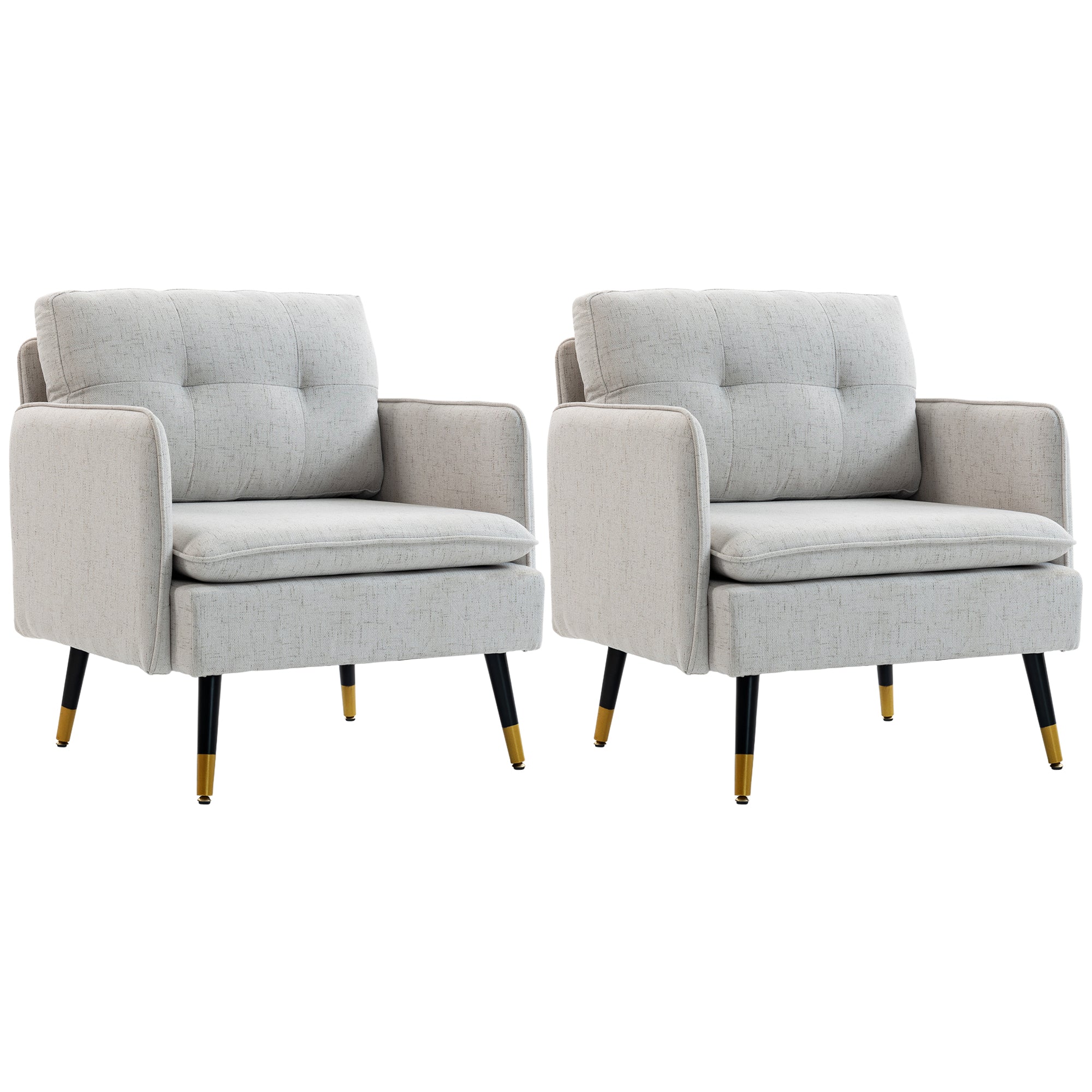 Aosom Accent Chairs Set of 2 - Cream Tufted-DECOROLALA