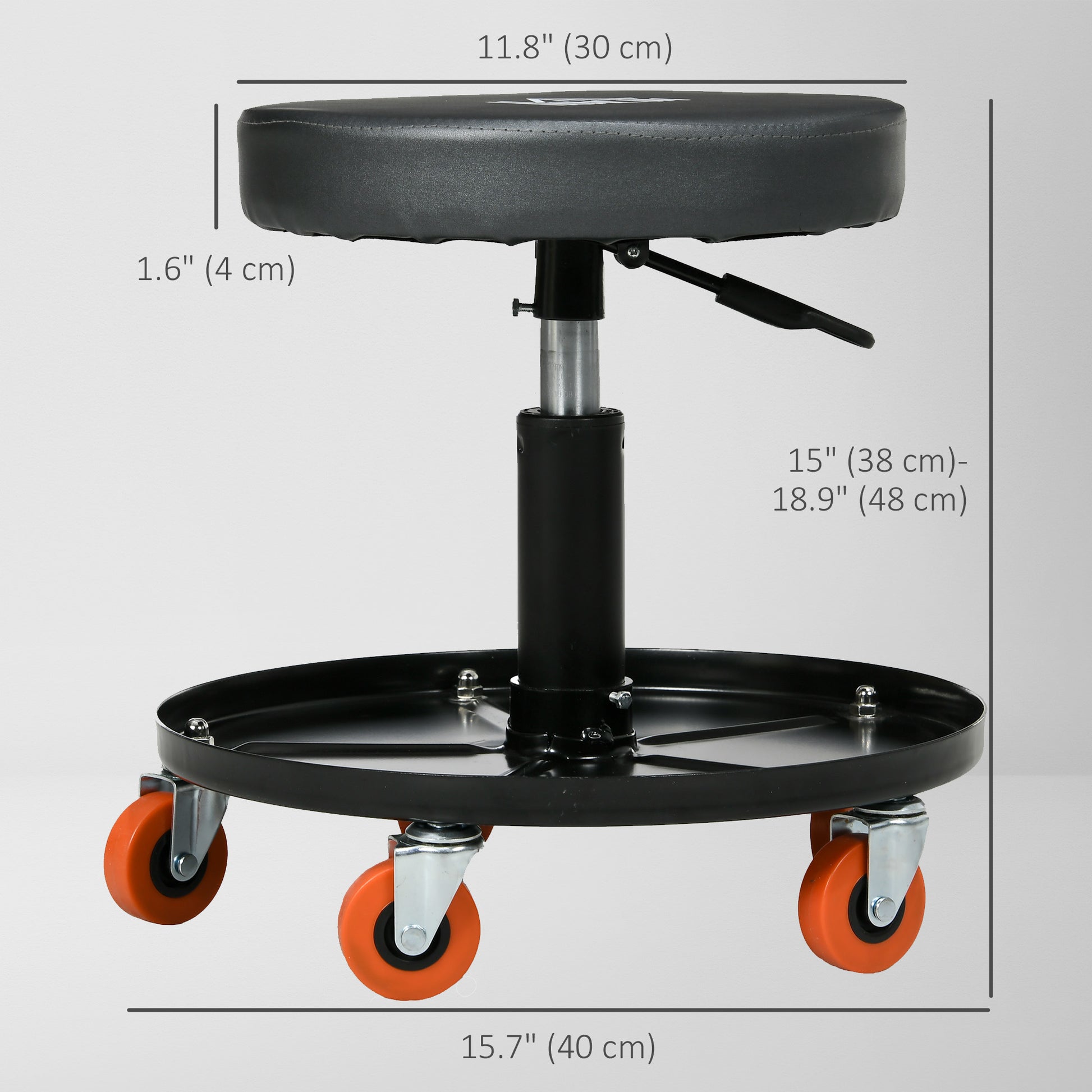 Aosom Adjustable Mechanic Shop Stool with Tool Tray - Black-Home Improvement > Tools > Automotive-DECOROLALA