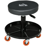 Aosom Adjustable Mechanic Shop Stool with Tool Tray - Black-Home Improvement > Tools > Automotive-DECOROLALA